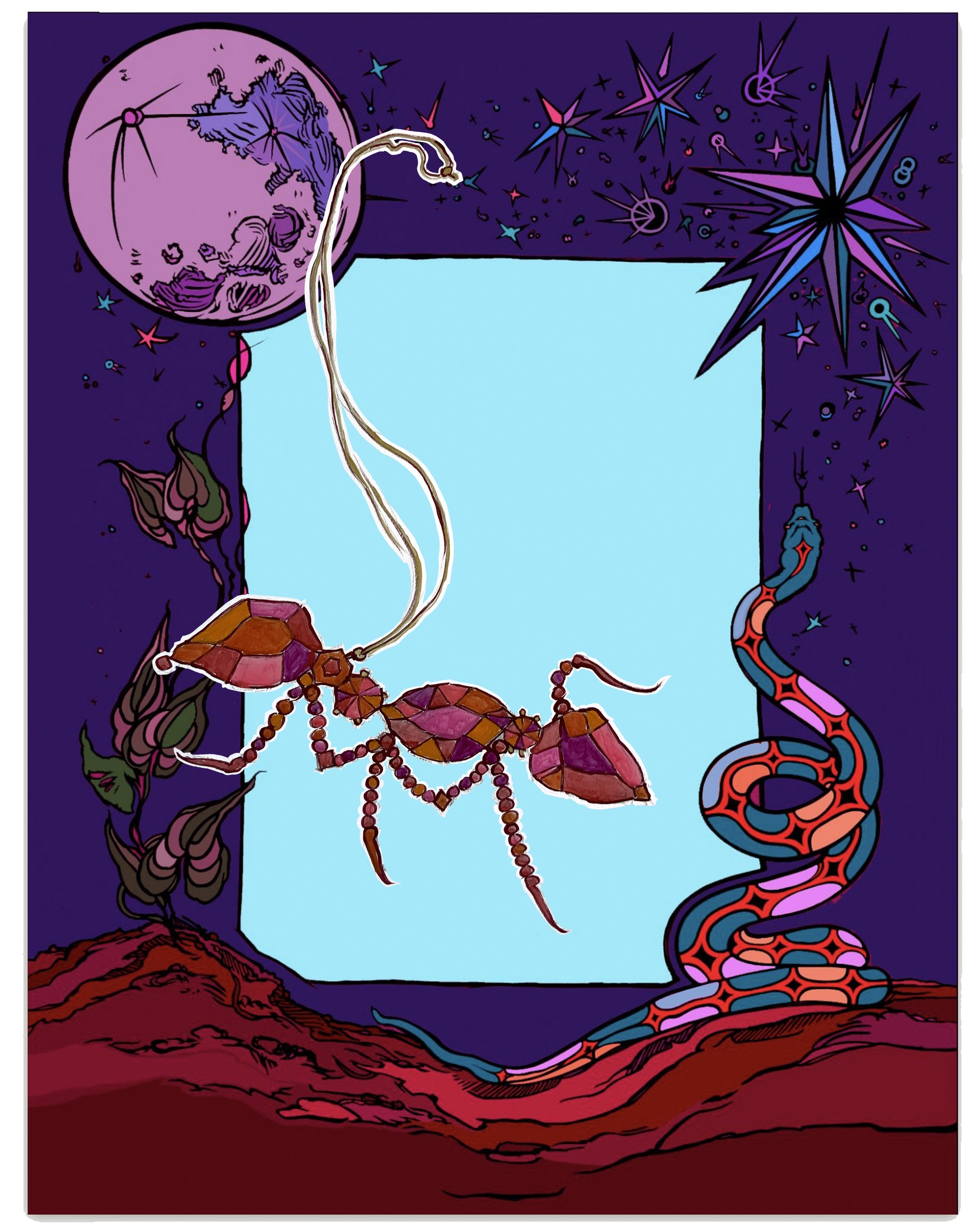 Ant pendant 4 sisters purples.jpg