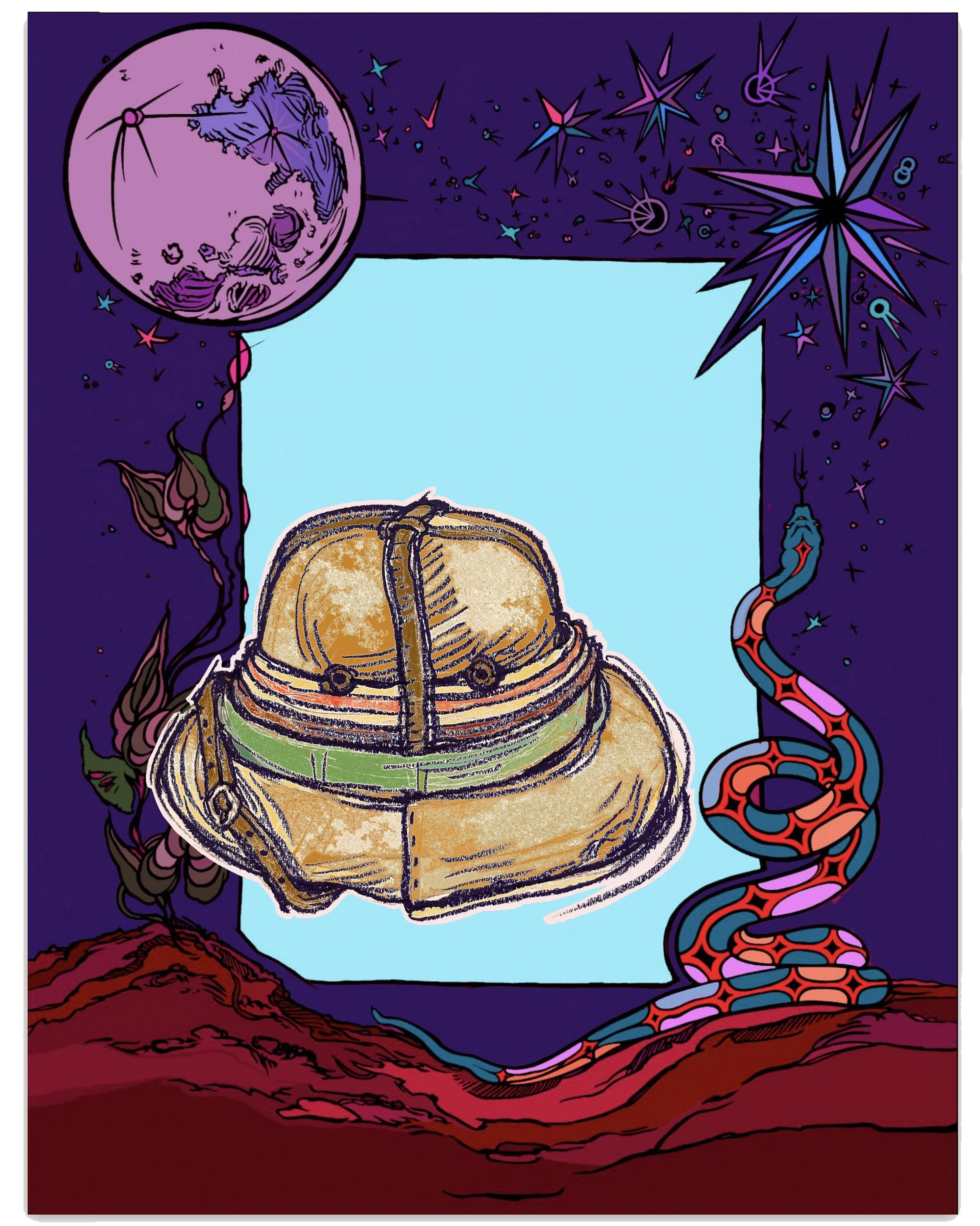 Pith helmet (needs something)  4 sisters purples.jpg