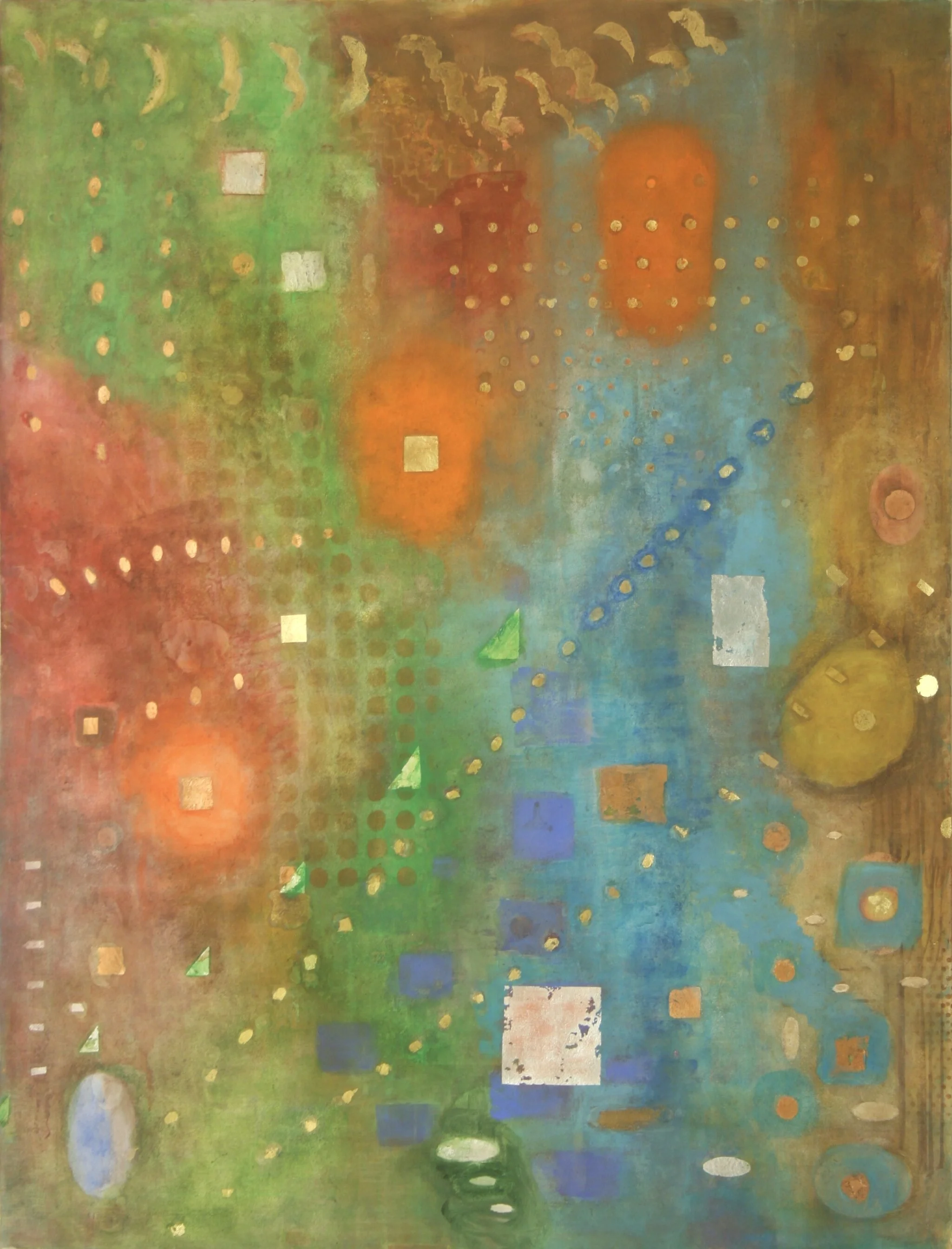   Ocean Park (for R.D.) , 2020, watercolor and metal leaf on Rives BFK, 42” x 32” (available) 