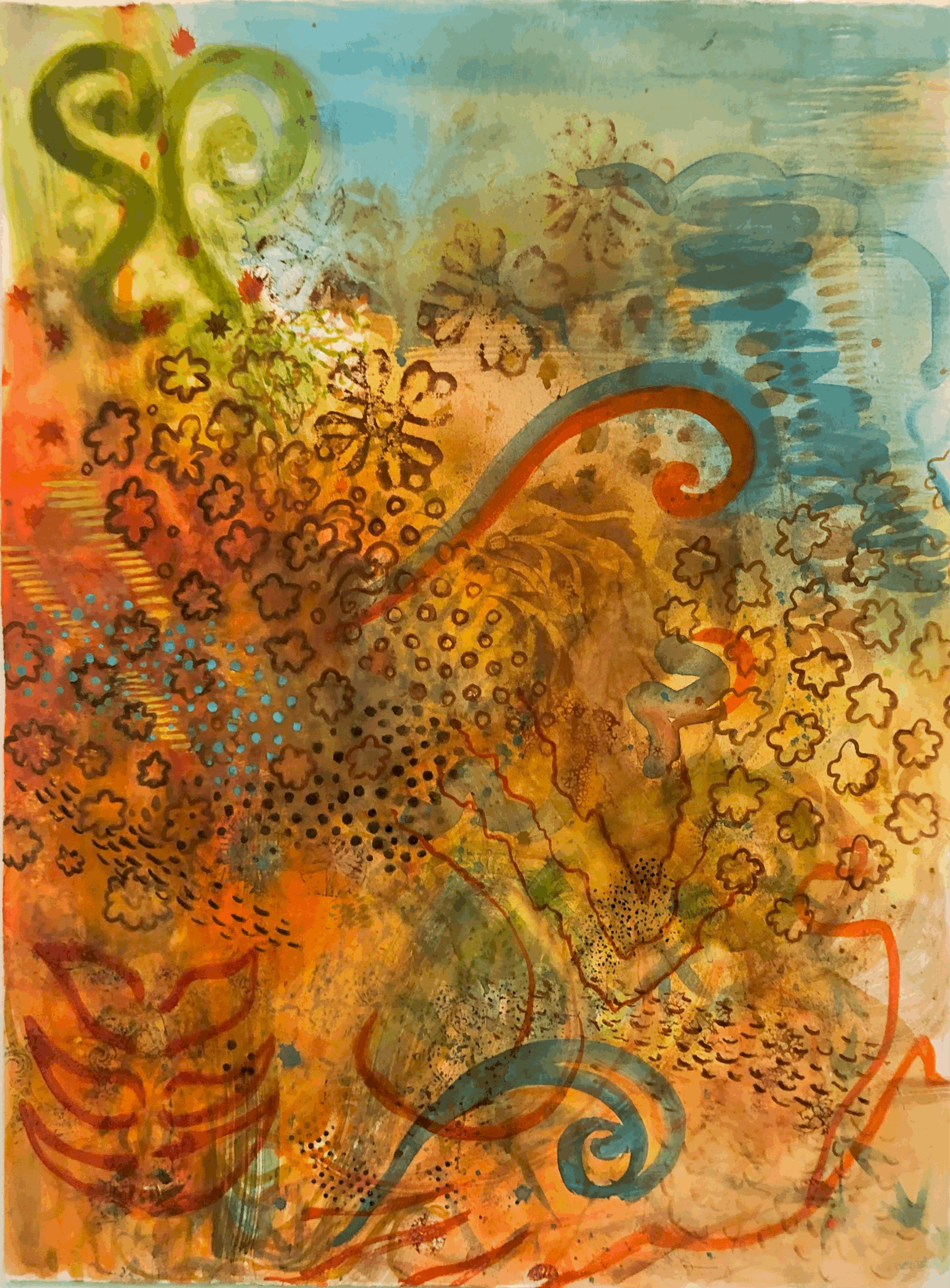   Tiger Lily , 2018, Watercolor on Rives BFK, 42” x 32” (available) 