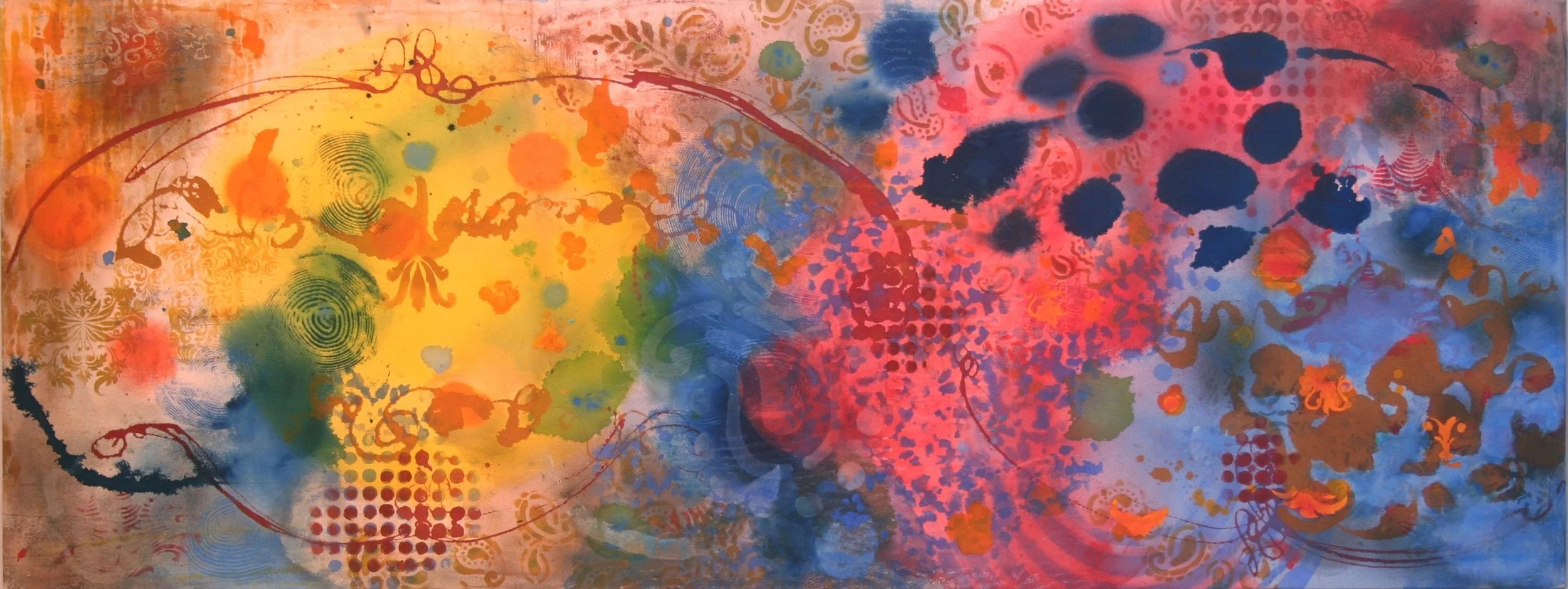   Oriental Dollarbird II,  2012, acrylic on canvas, 34” x 84”, (private collection) 