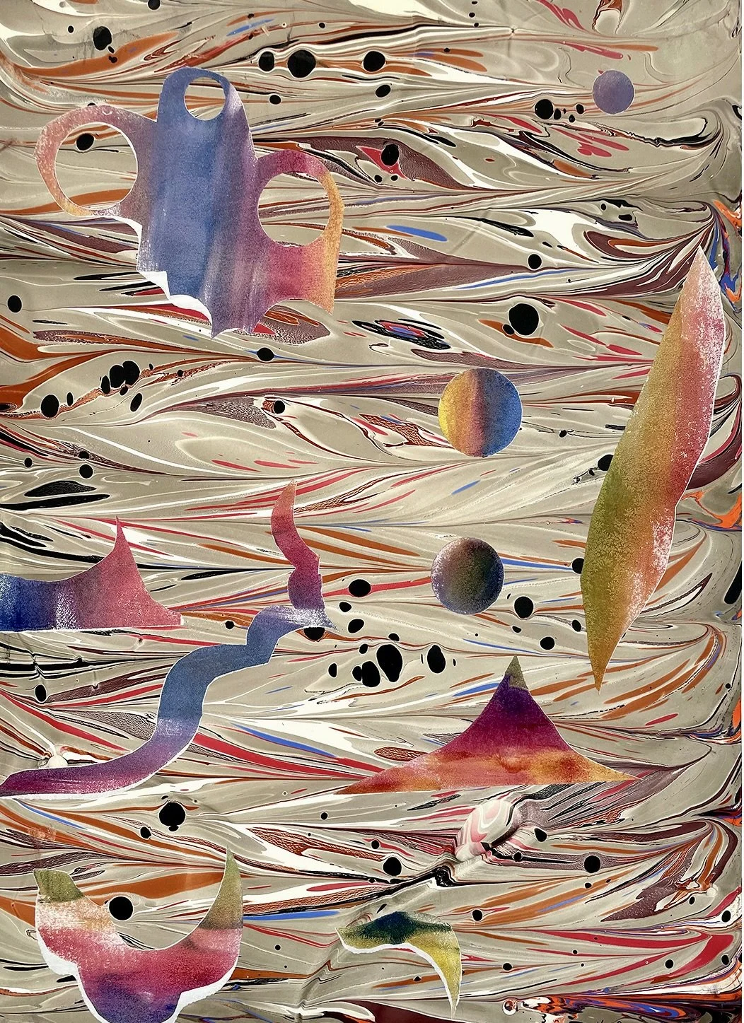  Compass IV, 2025. Lithograph on artist-made marbled paper. 24 x 17.75 in. Edition 5/7. NFS 