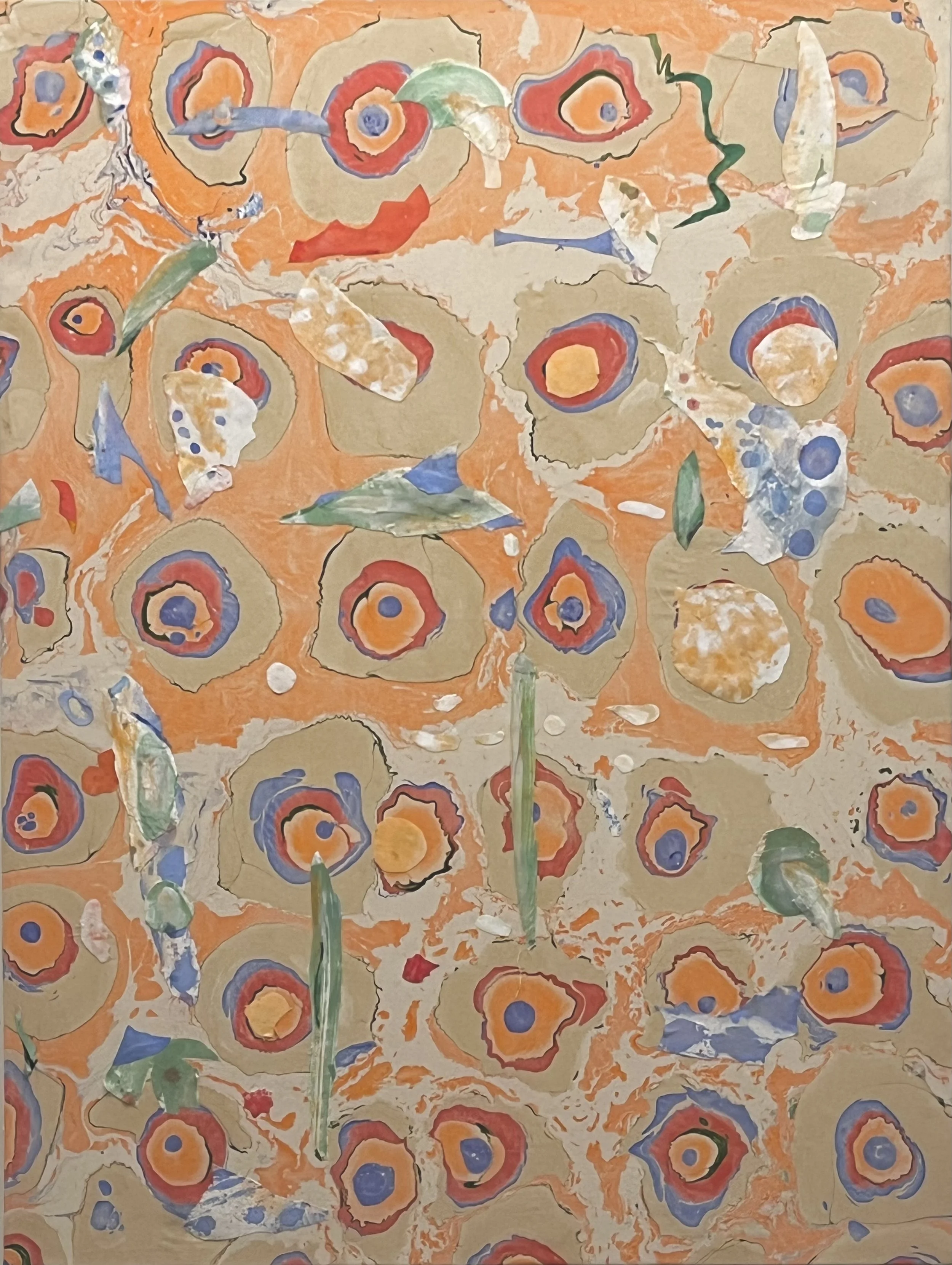  2026, acrylic and fabric on canvas, metal leaf, 56” x 42” 