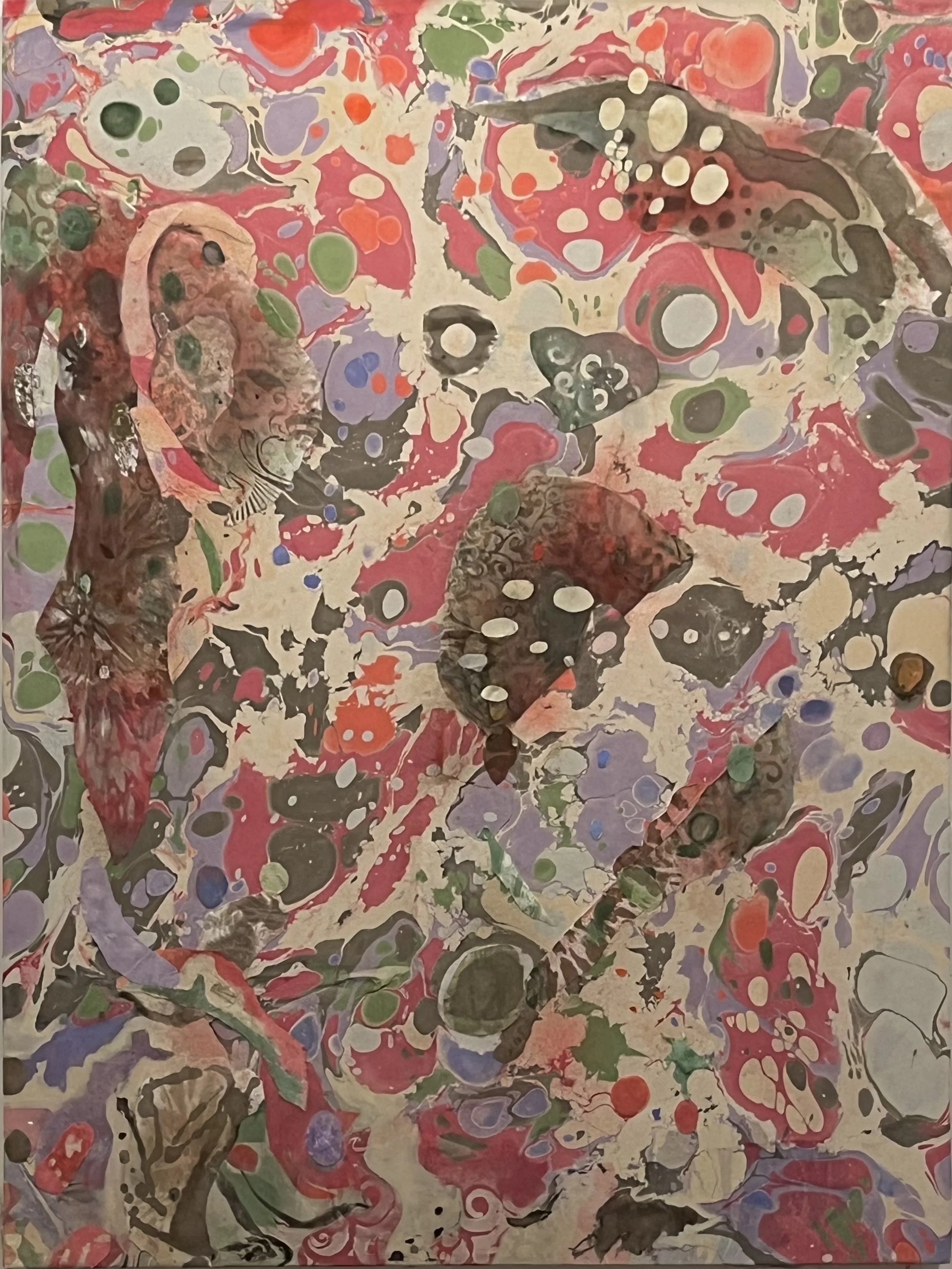 2026, acrylic and fabric on canvas, metal leaf, 56” x 42” 