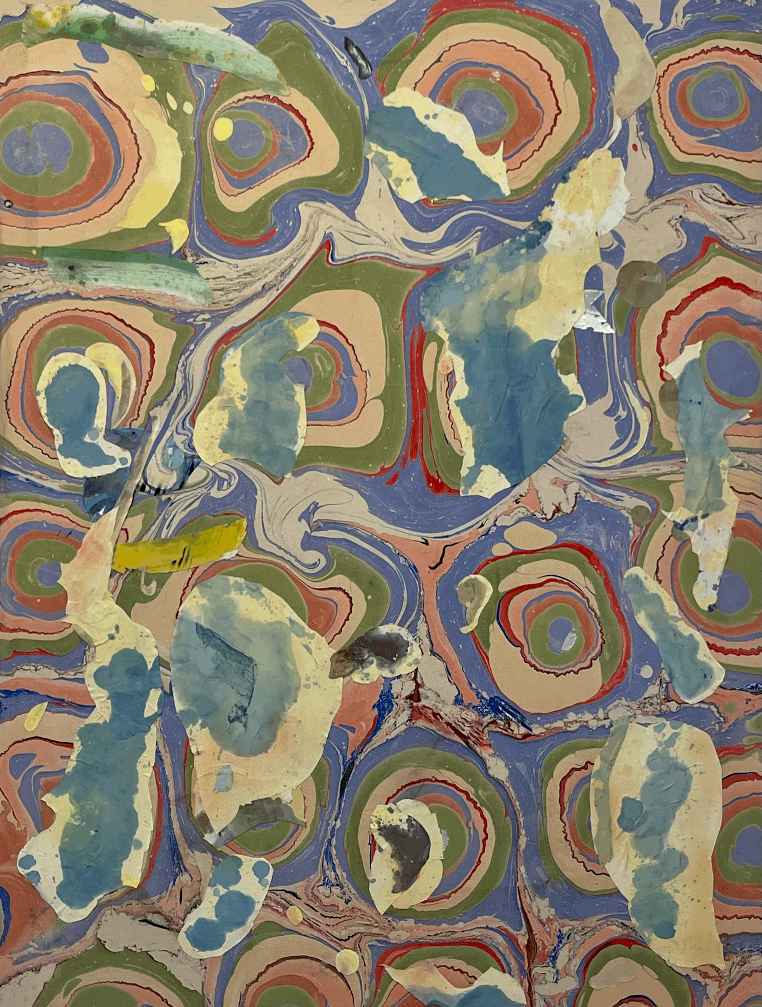  2026, acrylic and fabric on canvas, metal leaf, 56” x 42” 