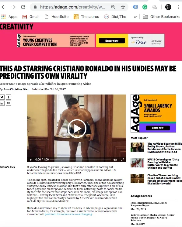 Ronaldo Super Bowl in Creativity