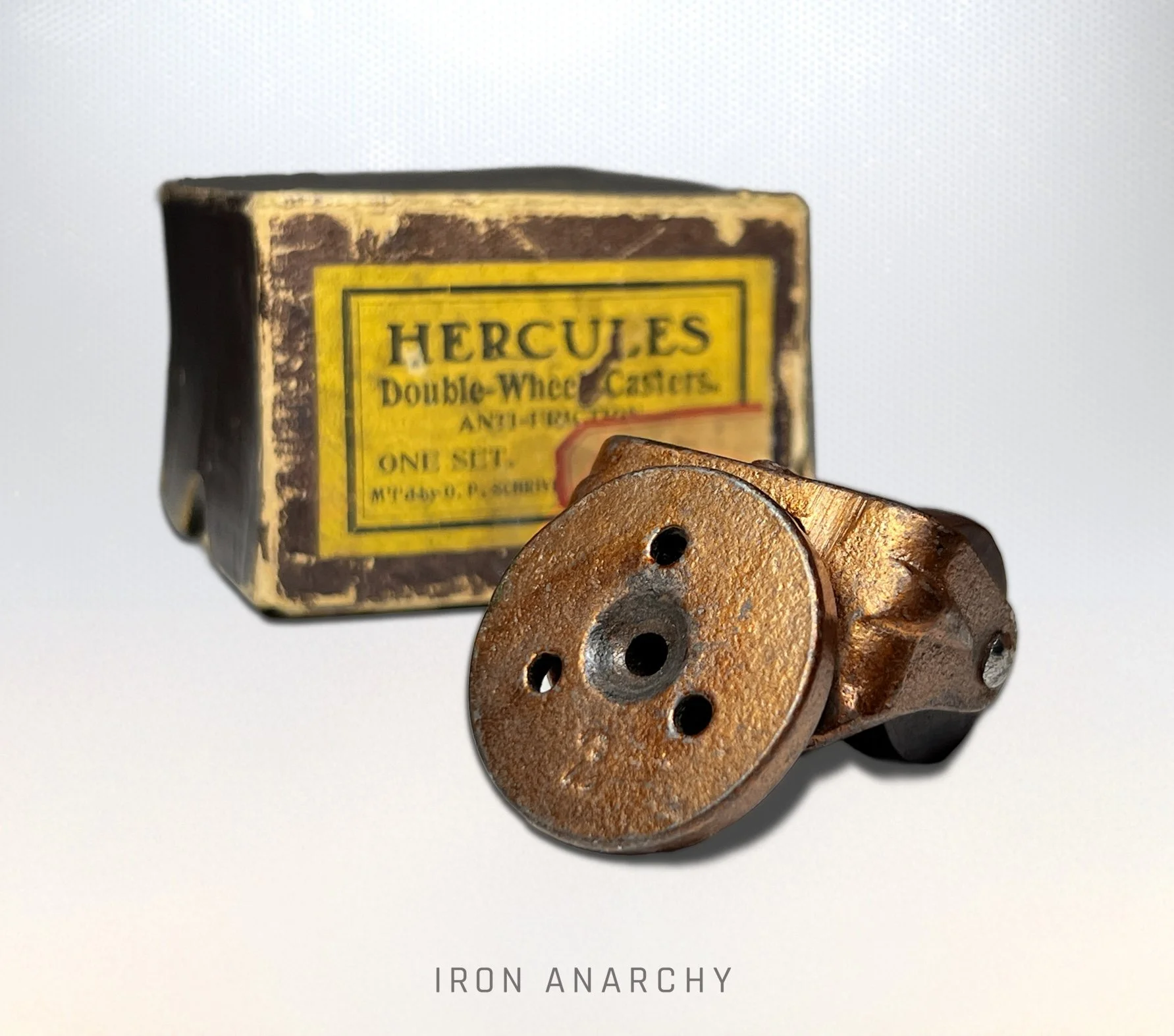 Small Antique Industrial Cast Iron Furniture Casters, Hercules