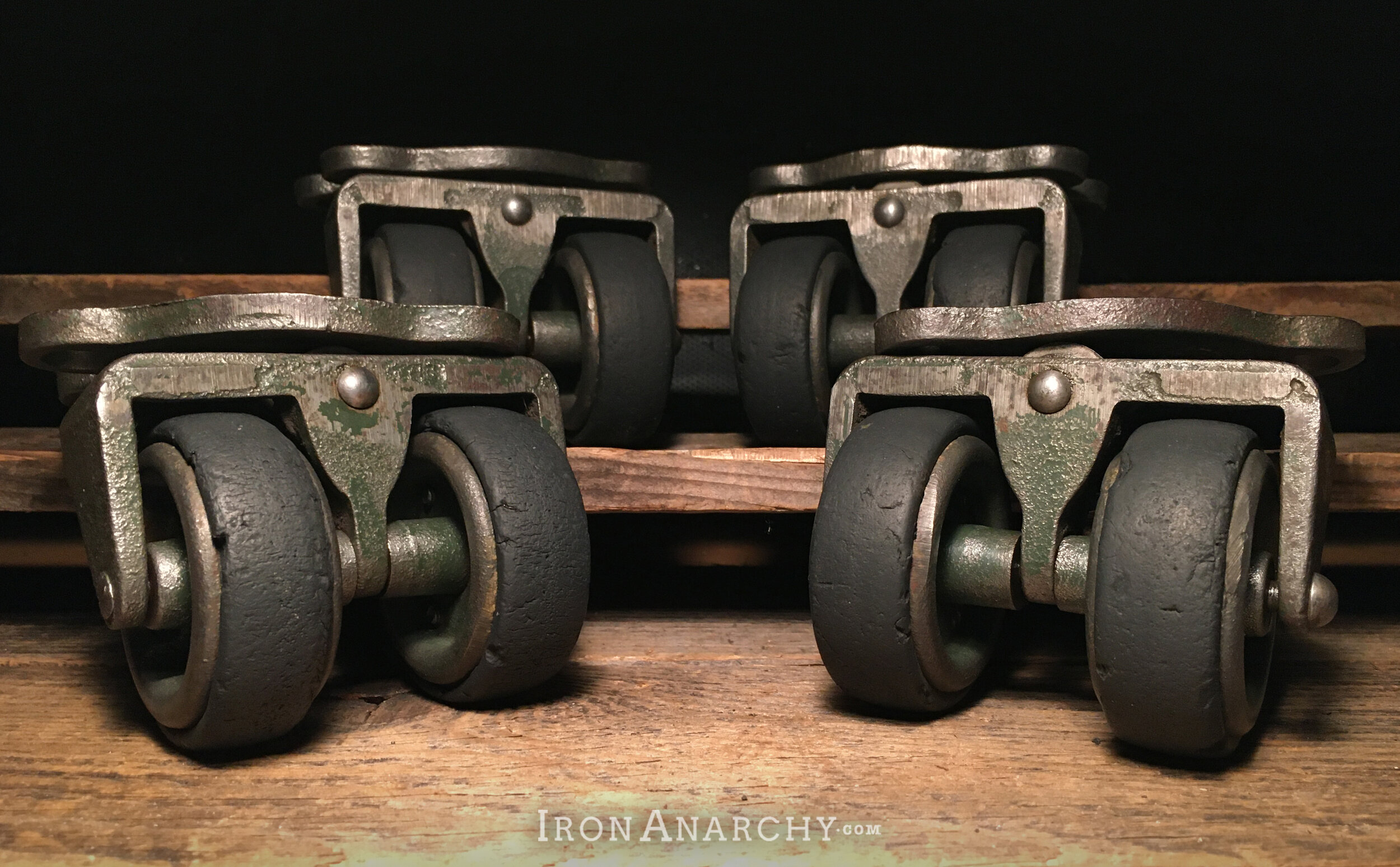 vintage industrial casters, double wheel