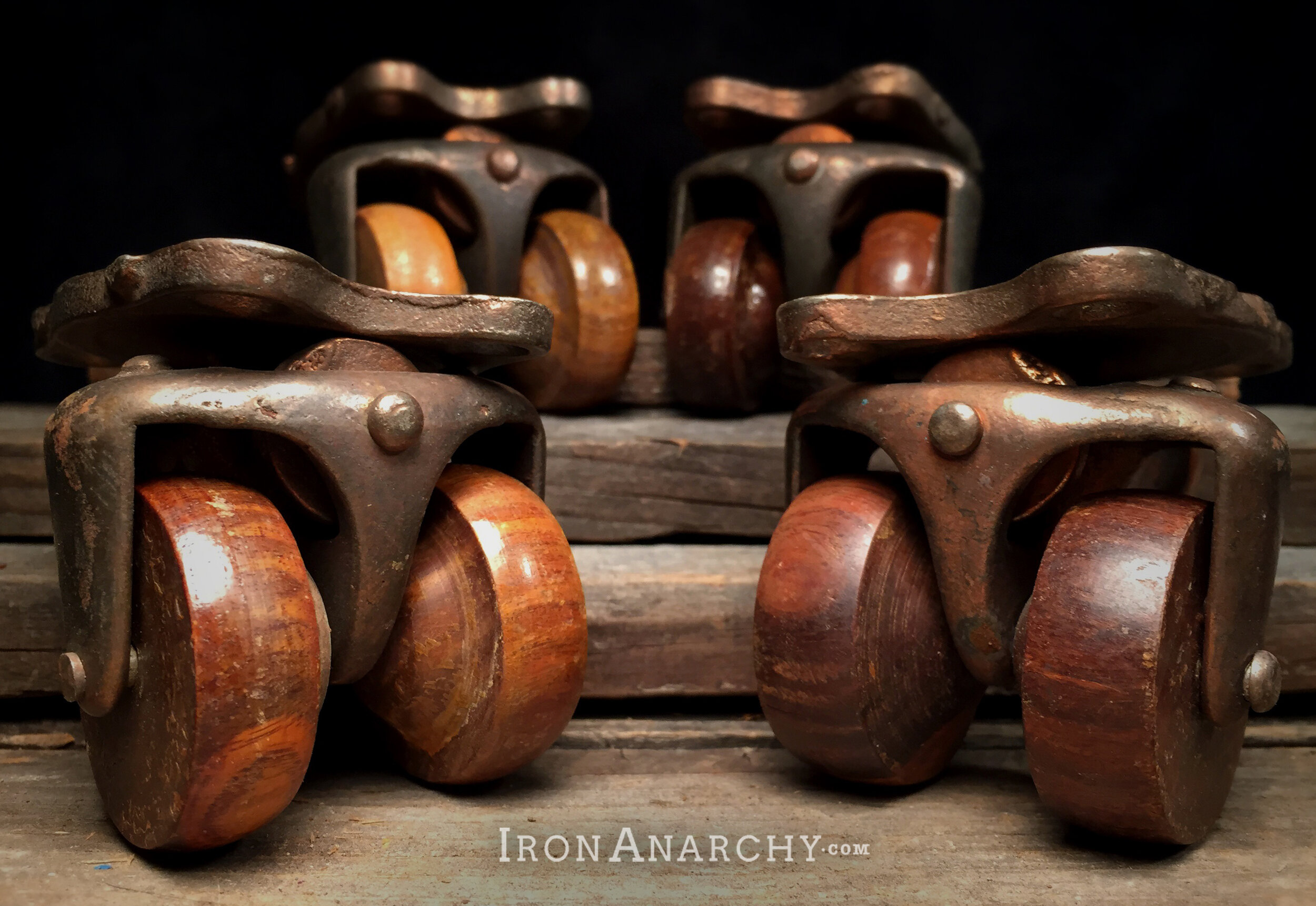 antique wood casters