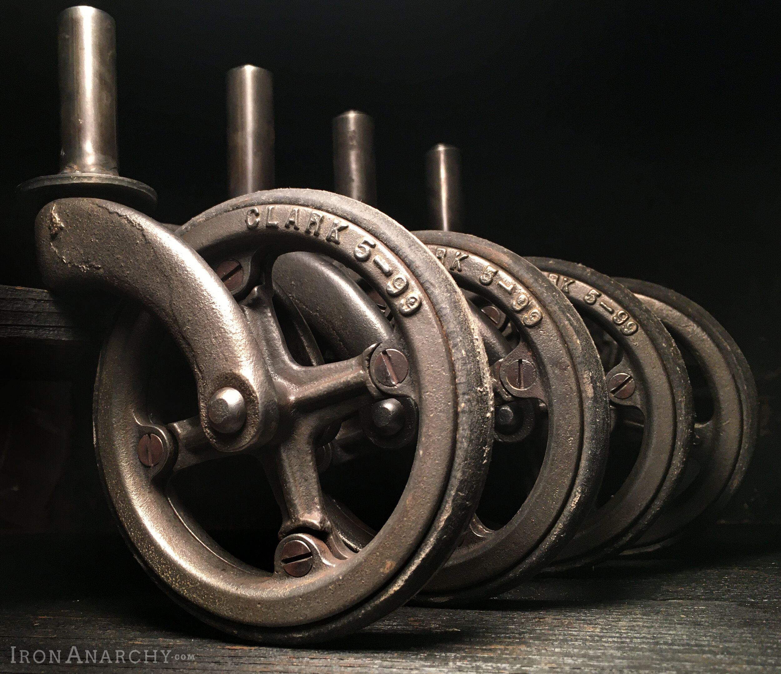 Vintage trolley casters with rubber wheels 