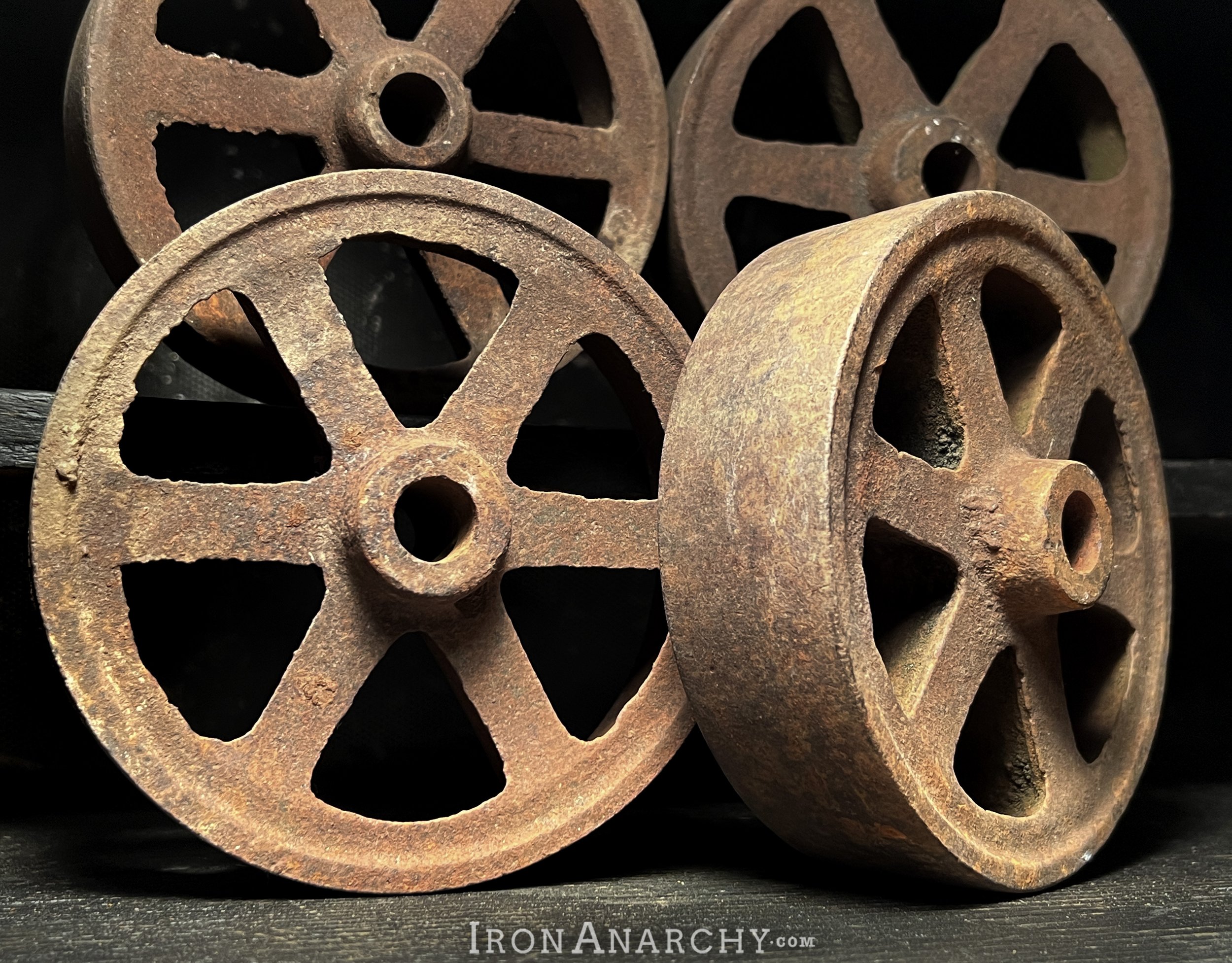 antique industrial cart wheels, vintage industrial cart wheels,