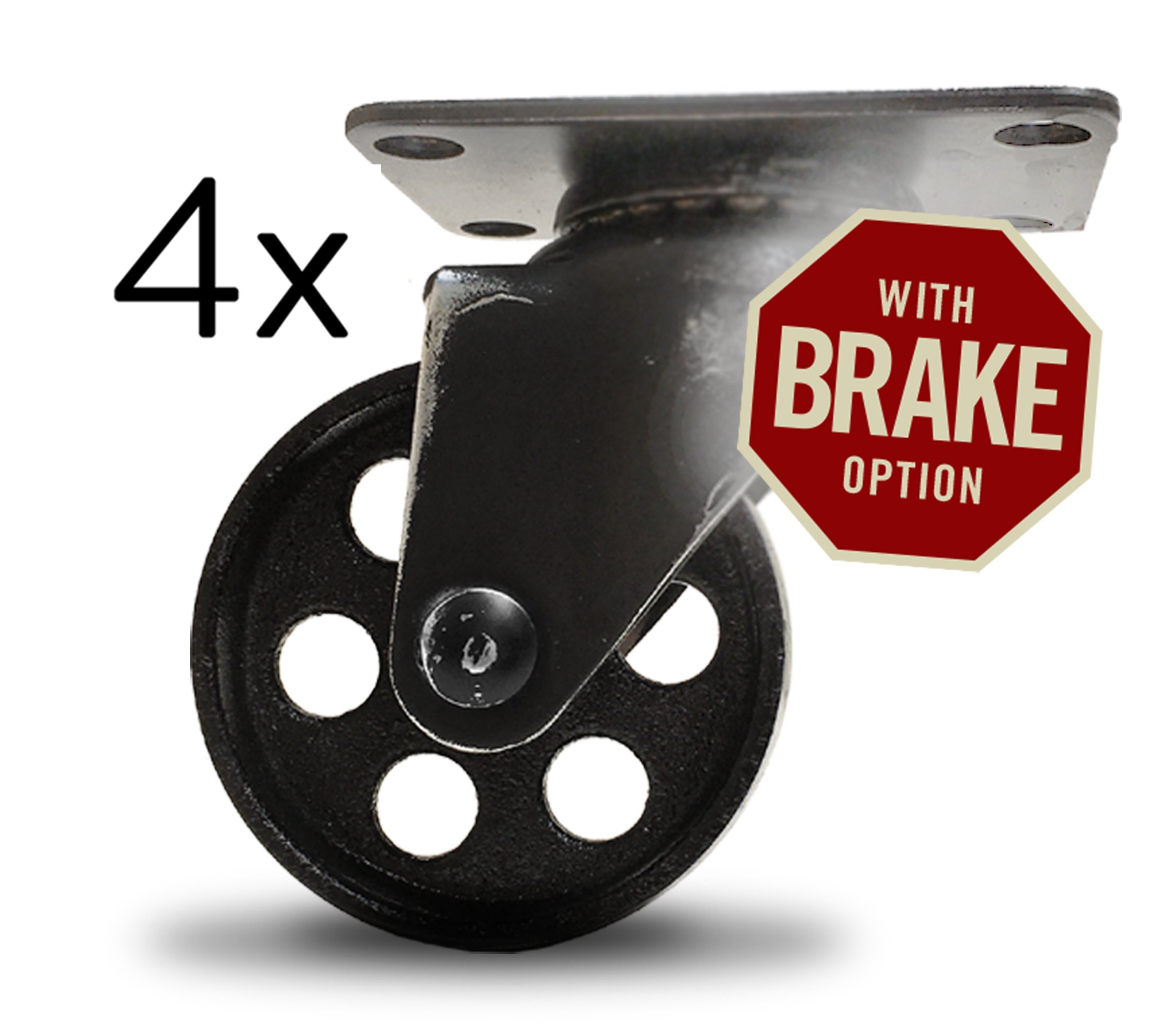 Black Casters With Brakes