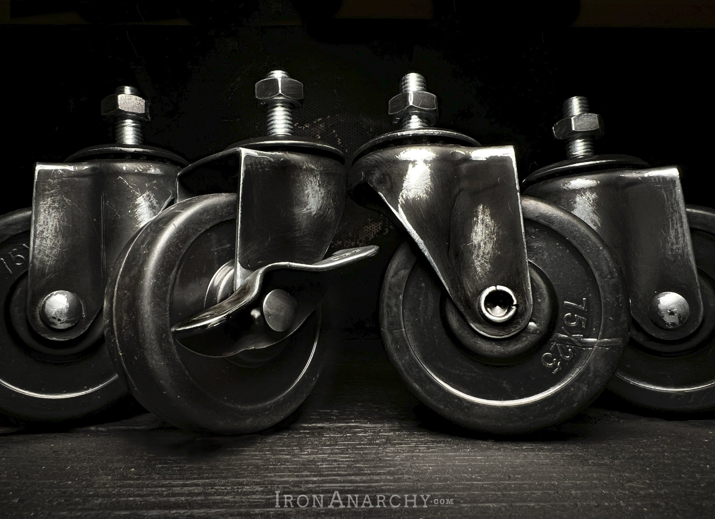 Black RUBBER STEM Casters With Brakes Black