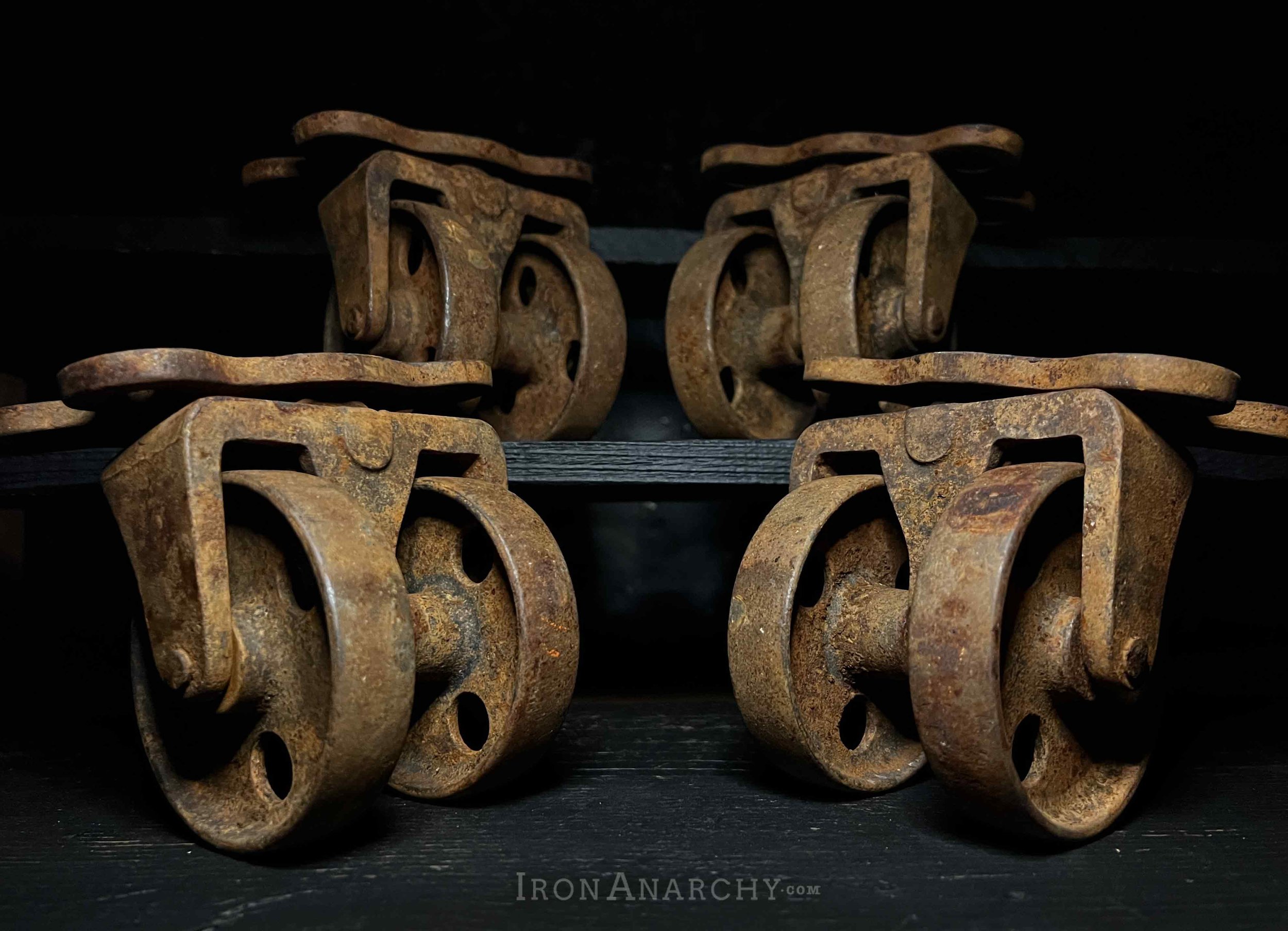 Antique Industrial Factory Cart Cast Iron Caster Wheels