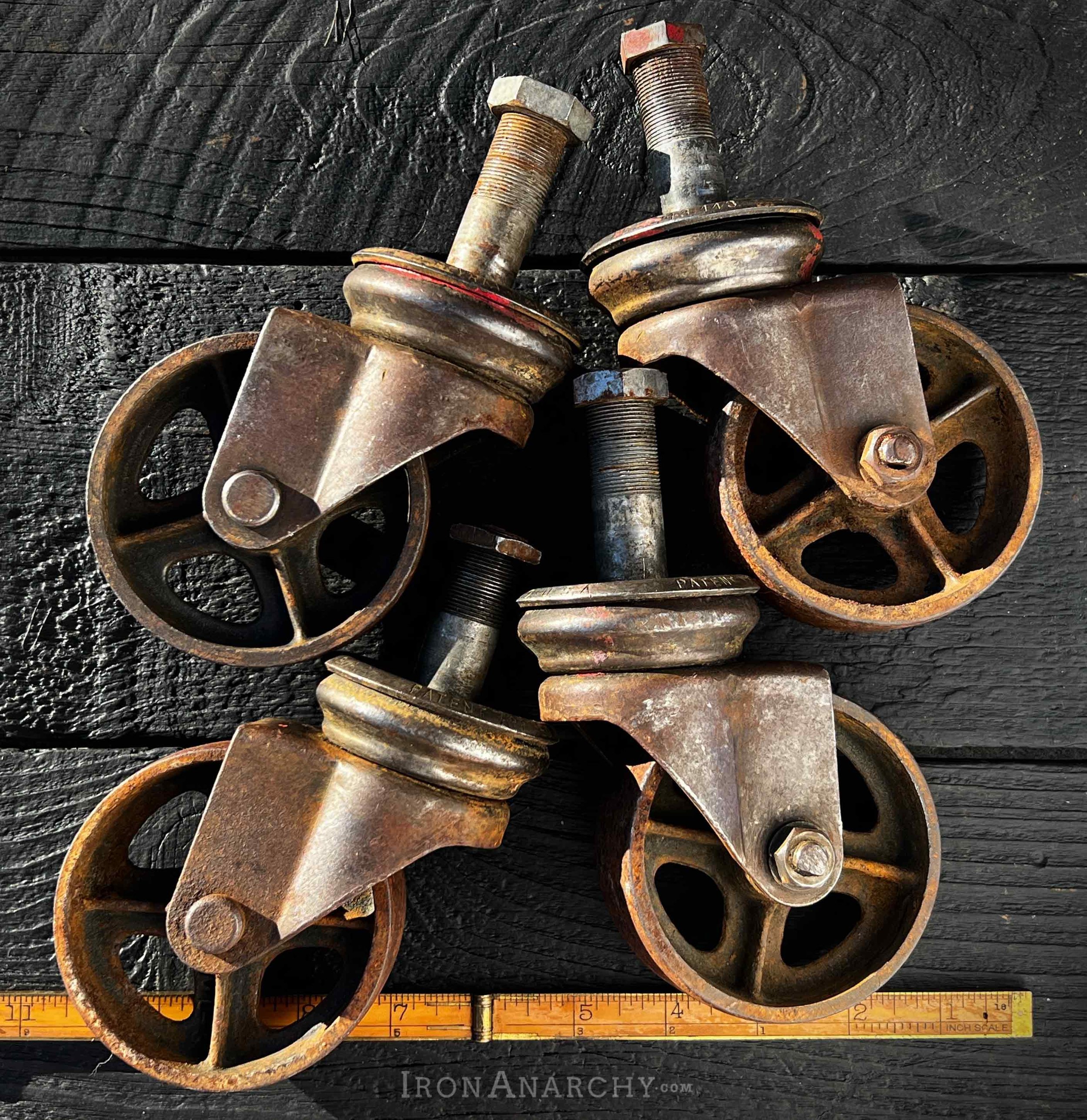 Antique Industrial Factory Cart Stem Casters, Colson