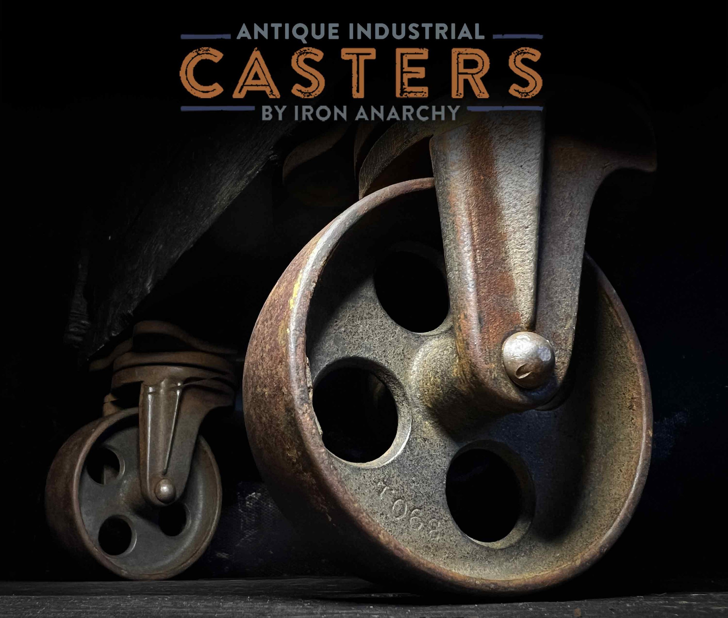 Antique Industrial Cast Iron Kitchen Island Casters, Phoenix Boss 390