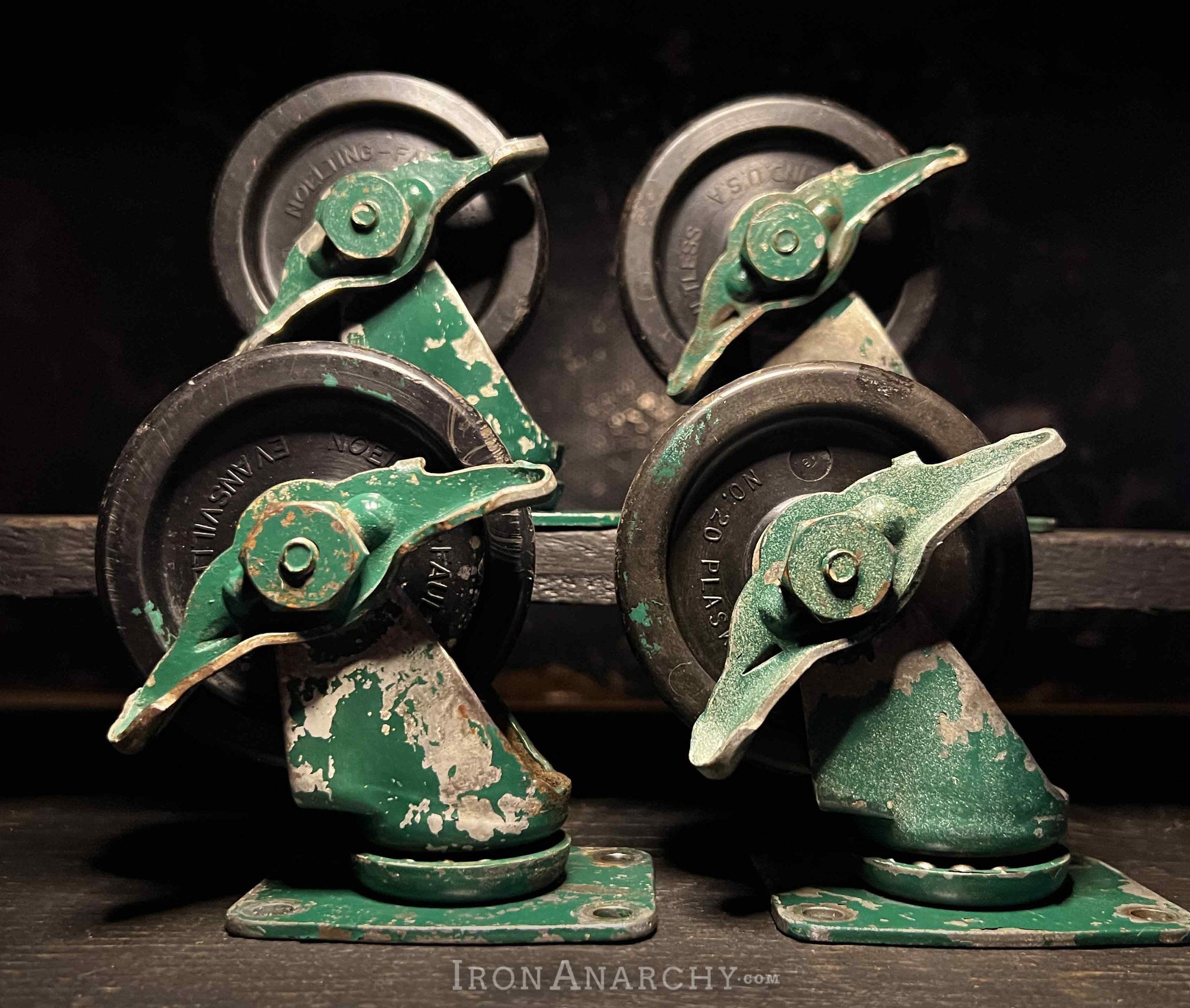 Vintage Industrial Casters With Brakes