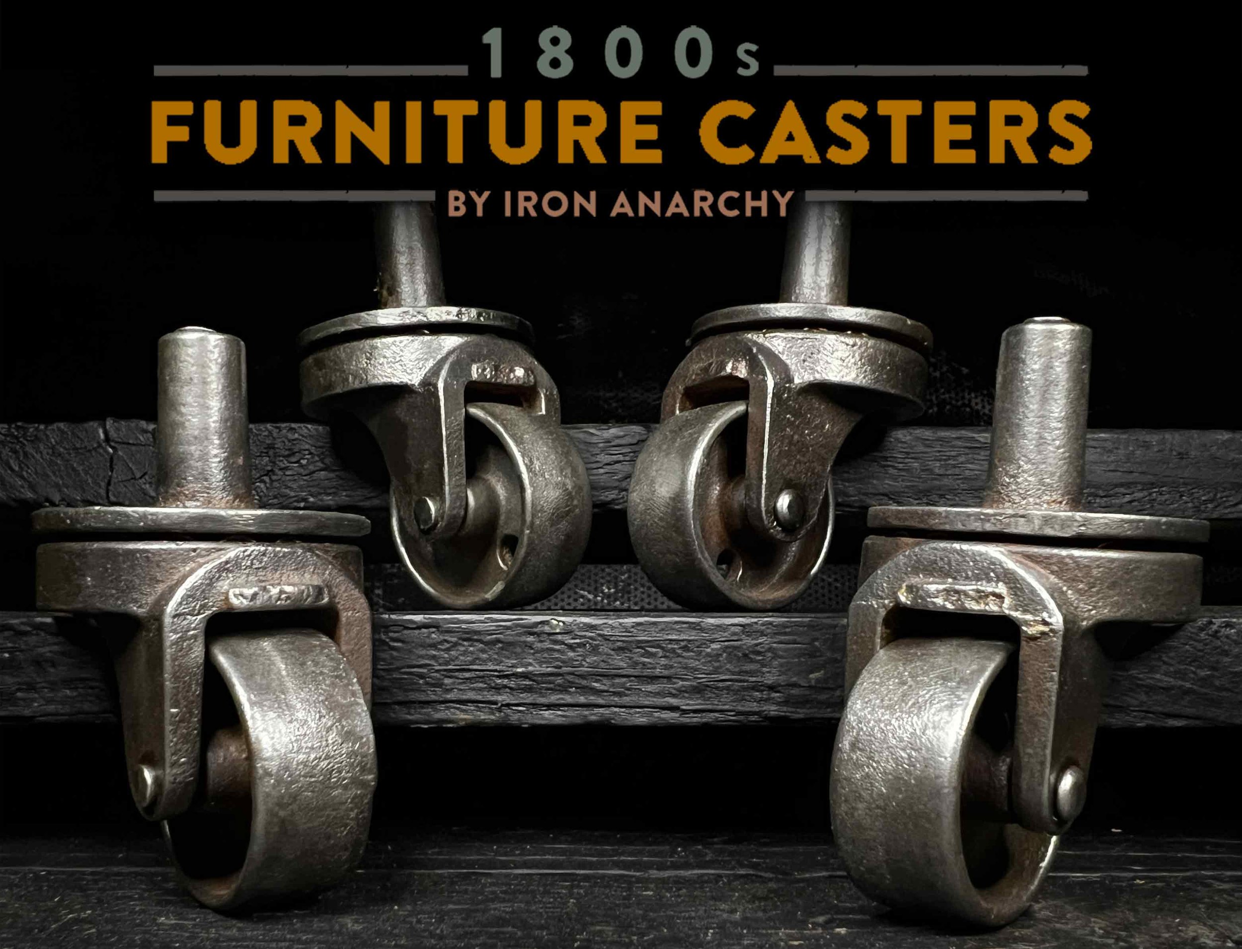 Antique Cast Iron Industrial Furniture Stem Casters