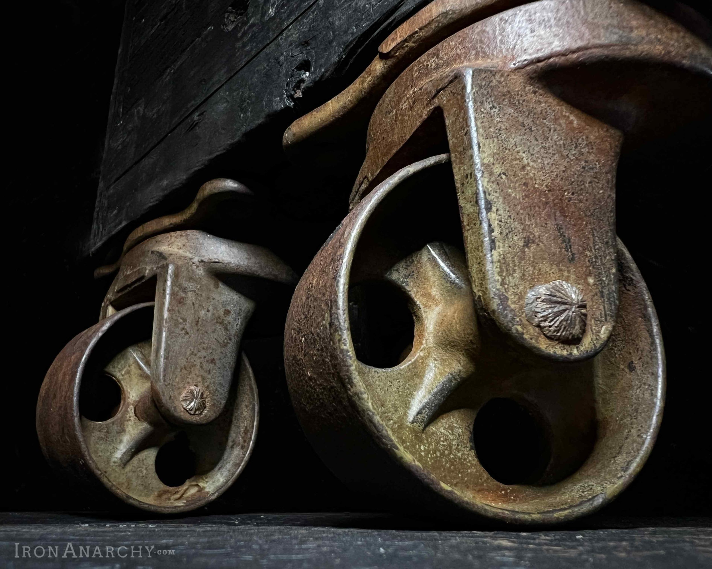 Antique Industrial Factory Cart Cast Iron Caster Wheels