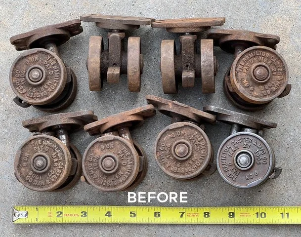 Vintage Industrial Factory Cart Caster Wheels