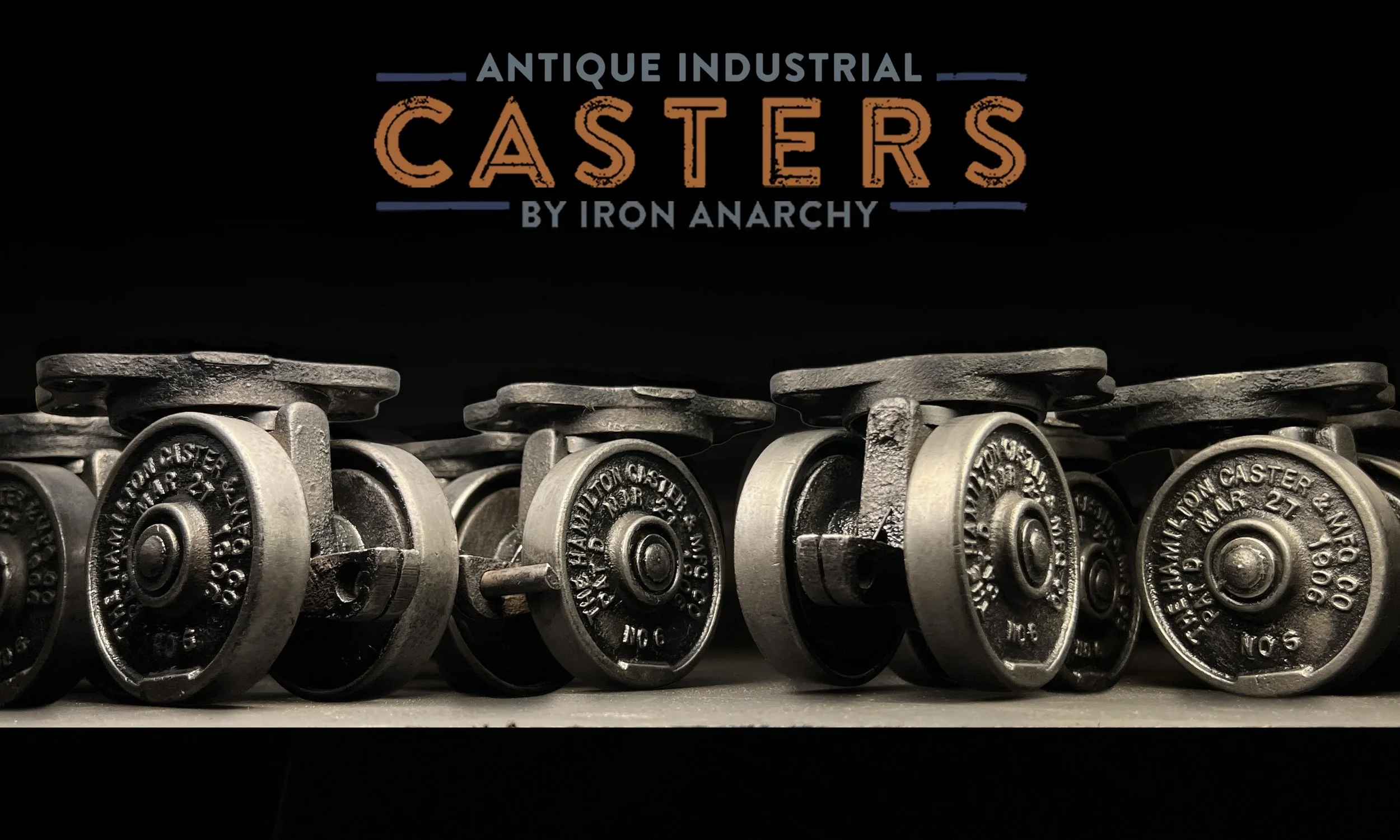 Vintage Industrial Factory Cart Caster Wheels