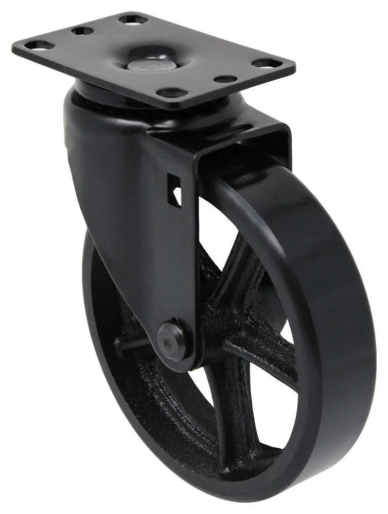6 INCH TALL BLACK CASTERS, RUBBER TREAD