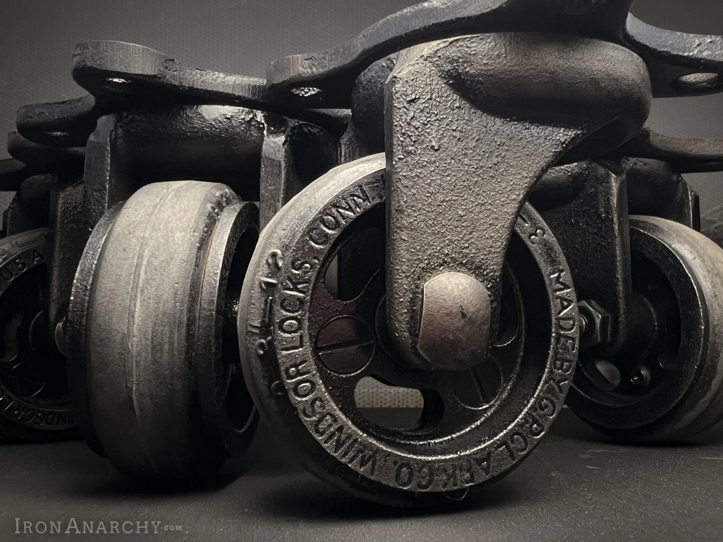 Antique Industrial Black Casters, Clark 2c.jpg