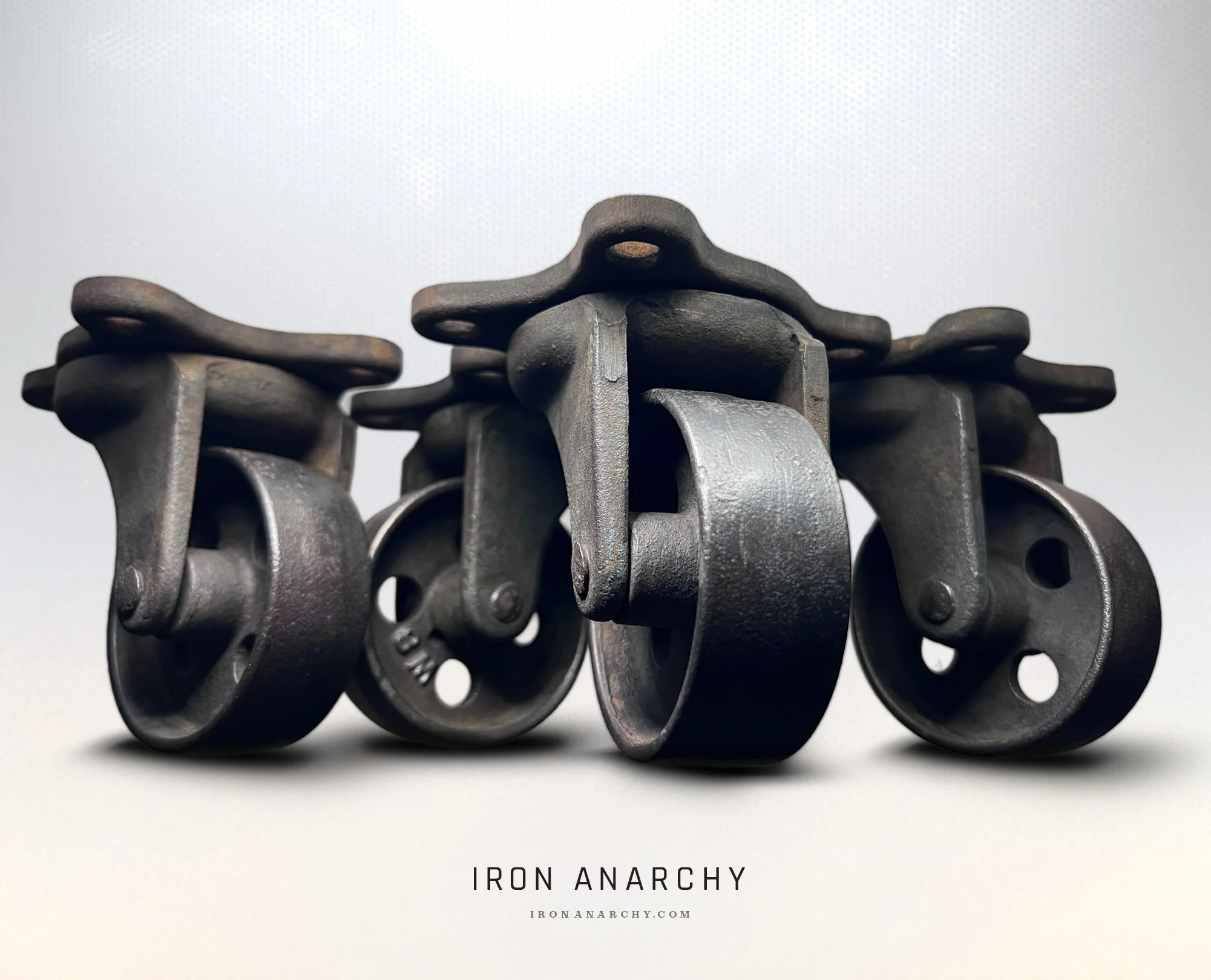 Shop Authentic Antique Industrial Casters: Heavy-duty cast iron & steel wheels perfect for rustic furniture, coffee tables, and restoration.