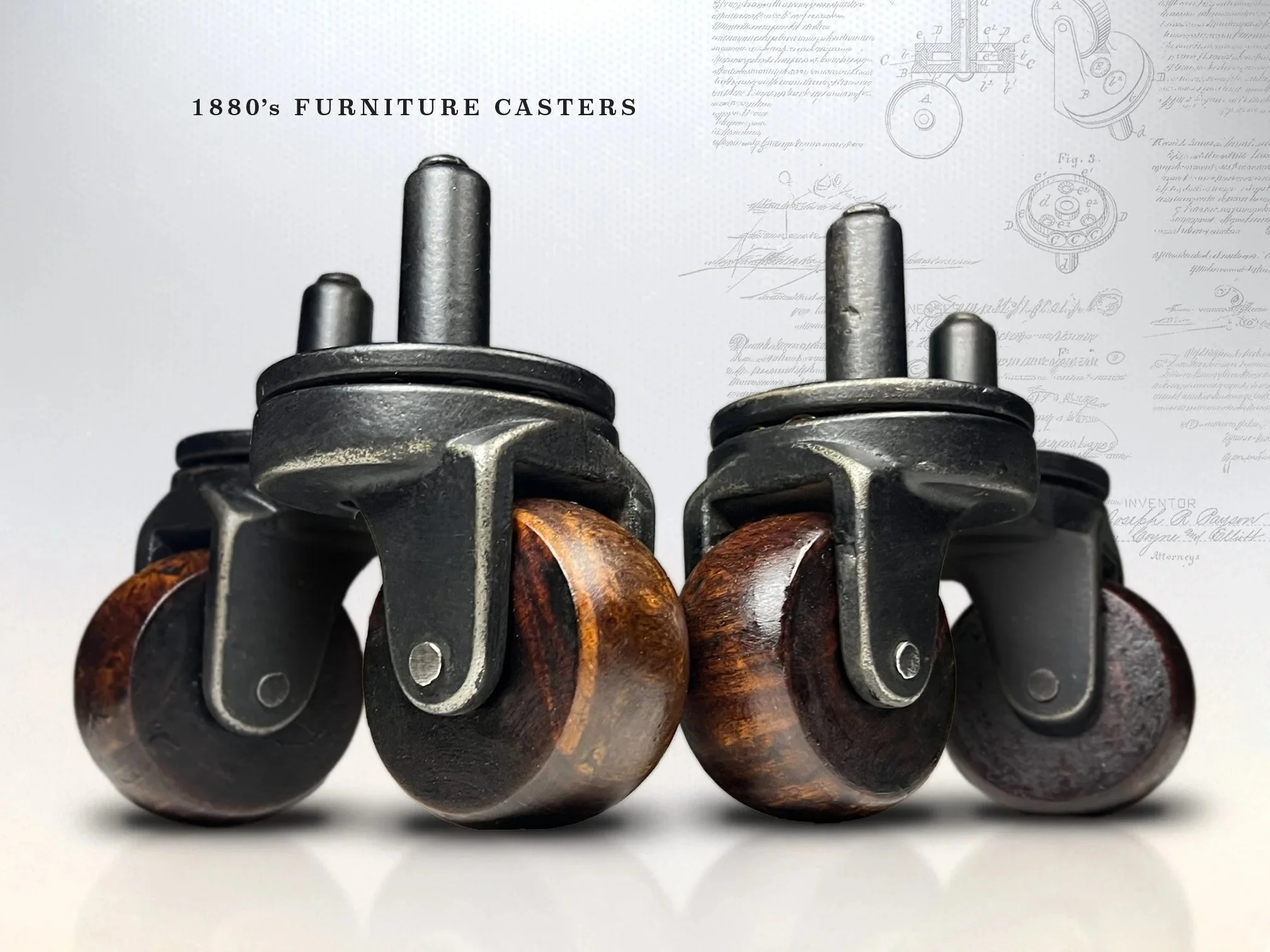 ANTIQUE FURNITURE STEM CASTERS