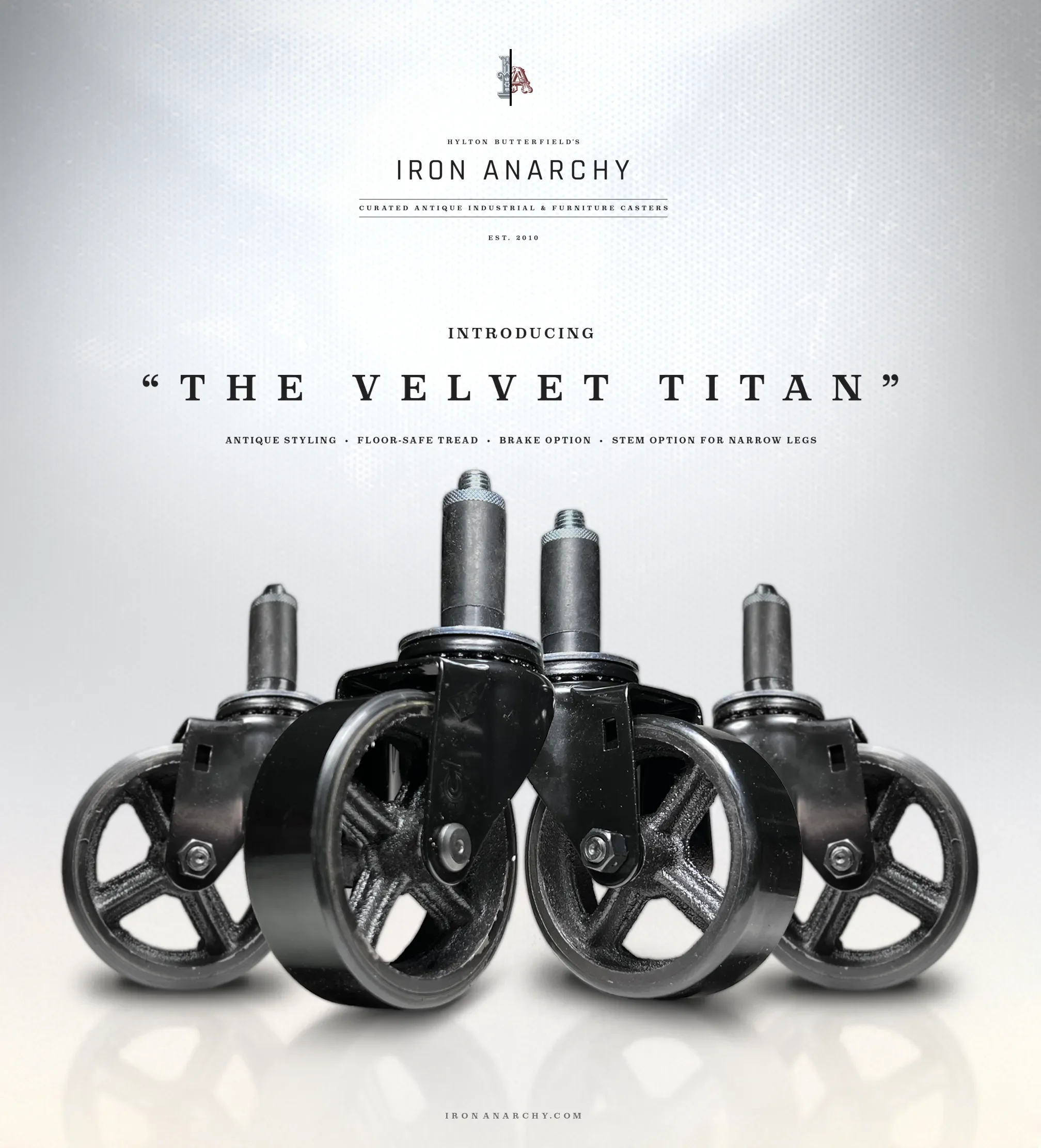 5-Inch Velvet Titan Black Expanding Stem Caster