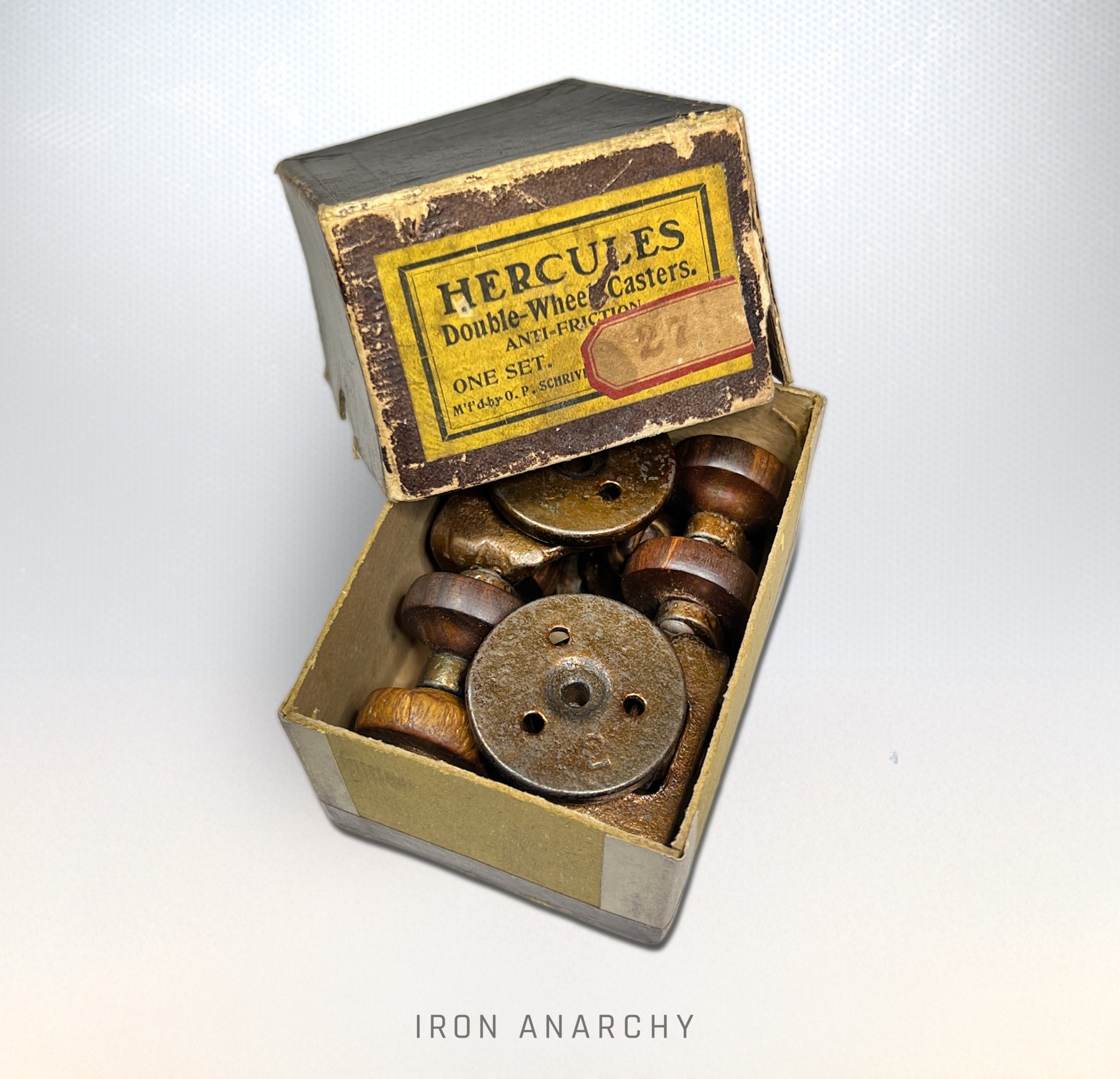 Small Antique Industrial Cast Iron Furniture Casters, Hercules