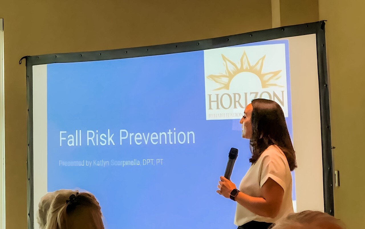 Doctor of Physical Therapy, Katlyn Scarpinella, recently spoke during the open house for our new Bluffton office. Katlyn discussed the importance of fall risk prevention and how Horizon's specialized team of therapists can help.

#horizonrehabilitati