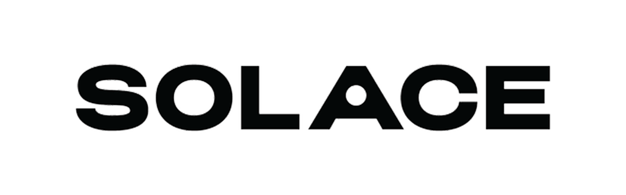 The word 'SOLACE' in bold black letters on a white background.