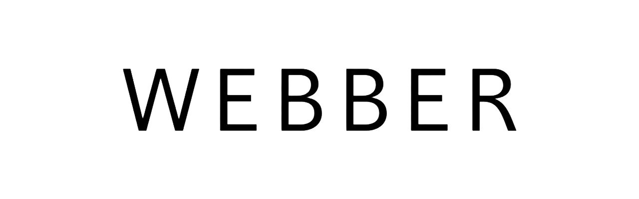 Black and white logo with the word 'WEBBER' written in outlined capital letters.