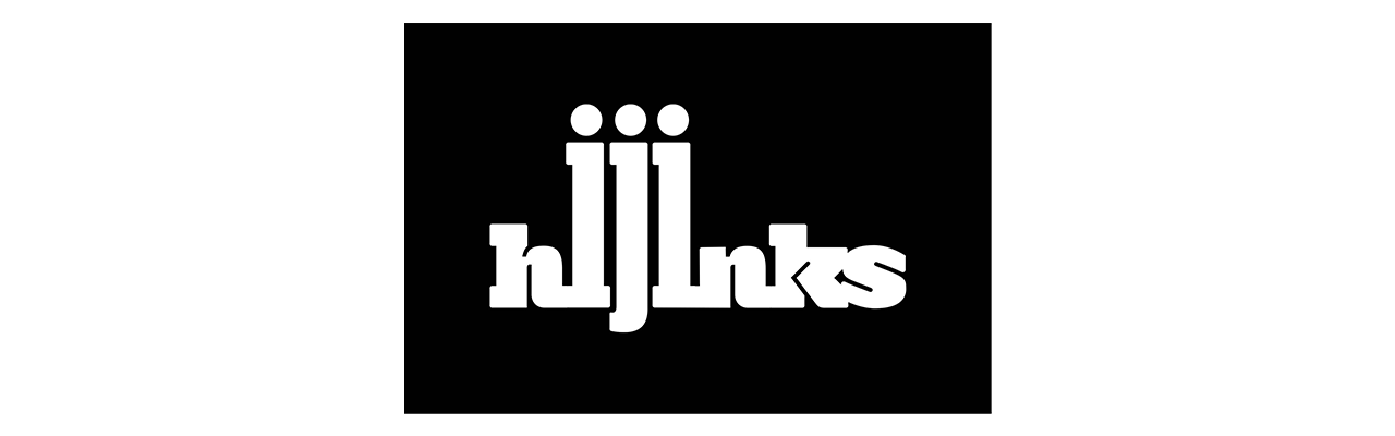 Black background with the word 'hijinks' in white stylized text, with three dots above the 'i'.