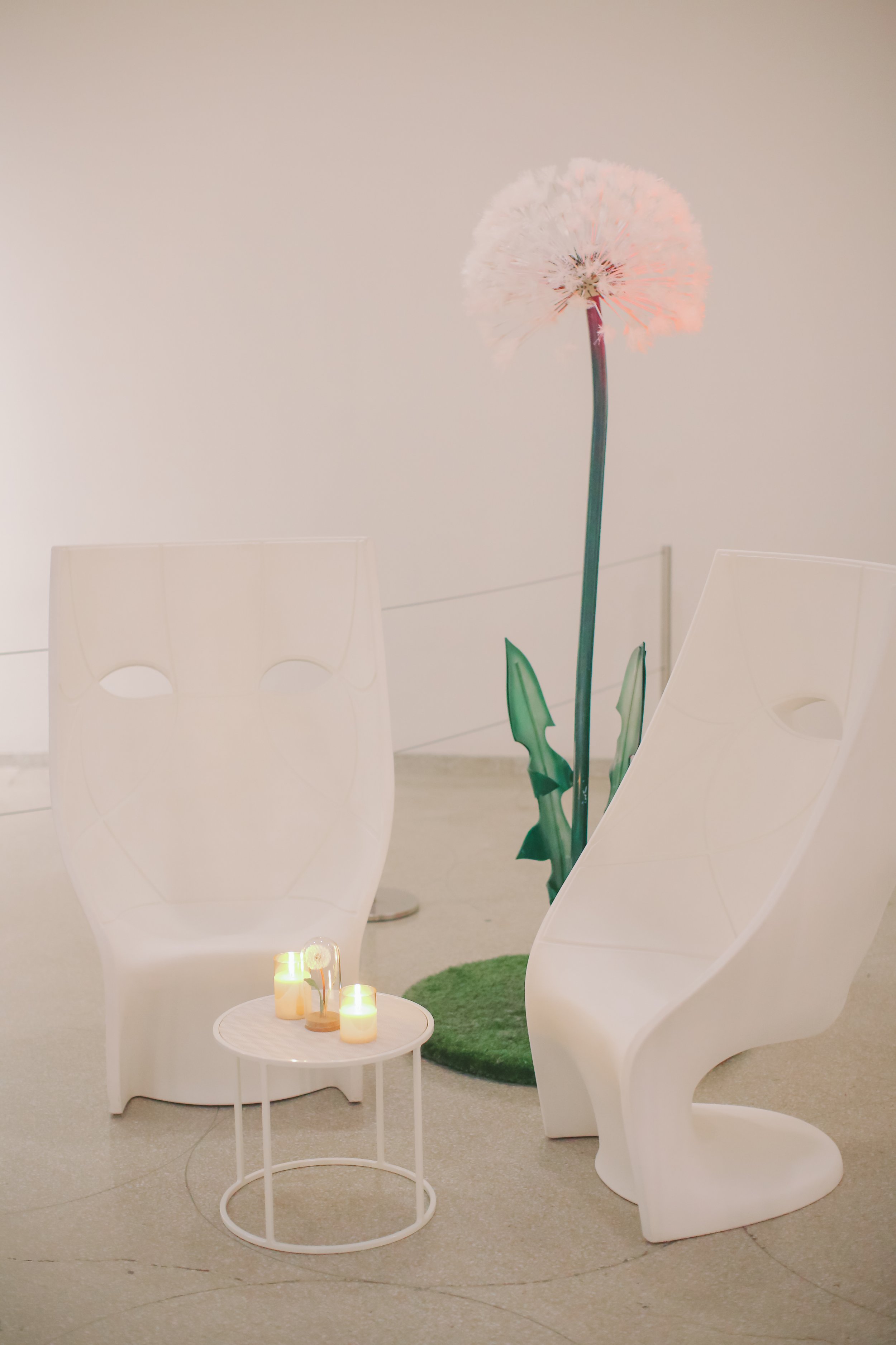 Large Dandelion with white chairs