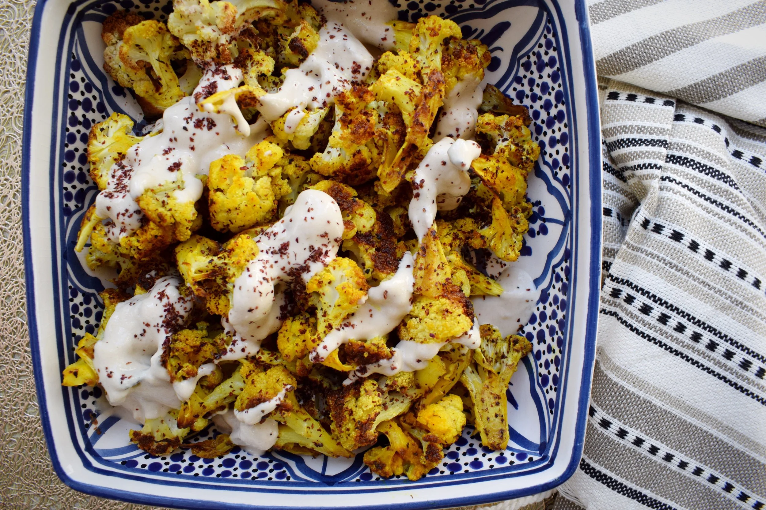 Sumac Roasted Cauliflower with a Tahini Sauce 