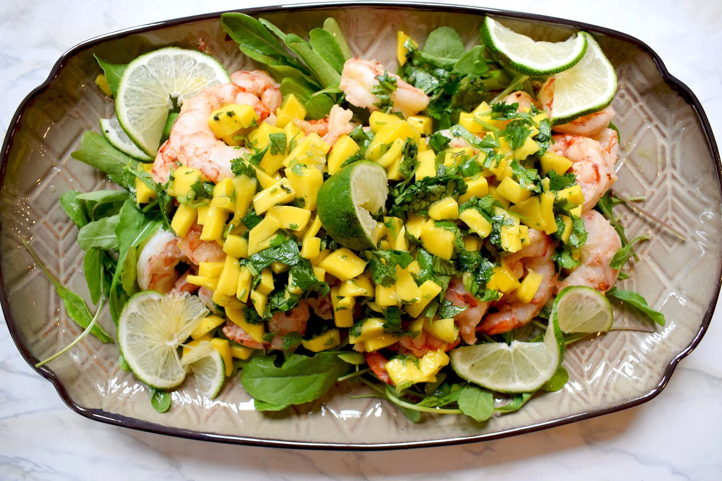 Fresh &amp; Light Garlic Chili Shrimp with a Mango Lime Salsa