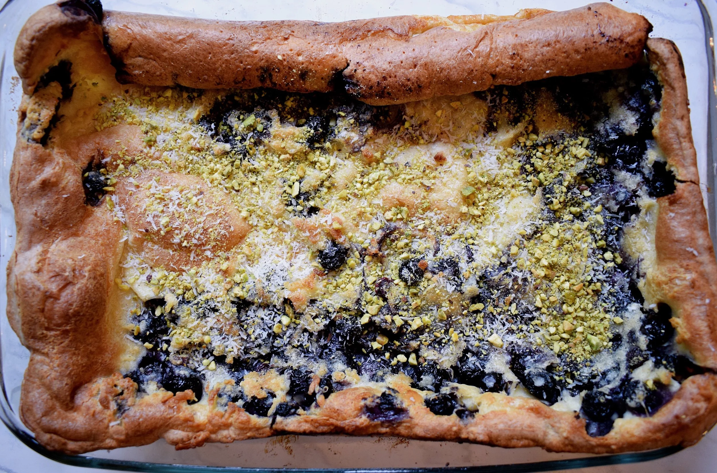 Pistachio Blueberry Dutch Baby [Oven Pancake]