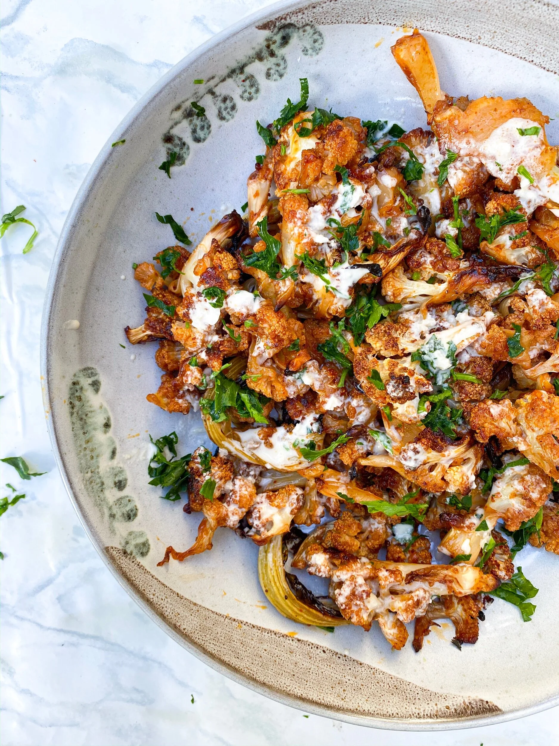 Middle Eastern Style Buffalo Cauliflower Bites 
