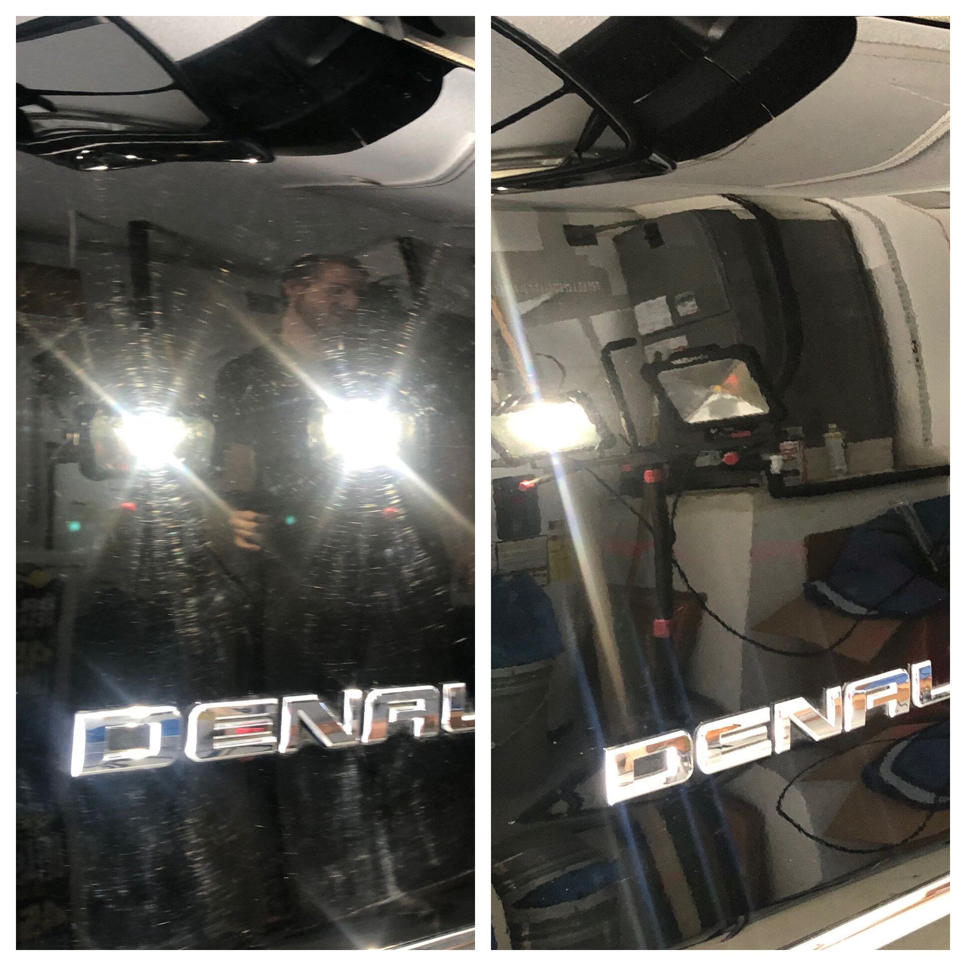 Before/After Paint Correction Service on Silverado.