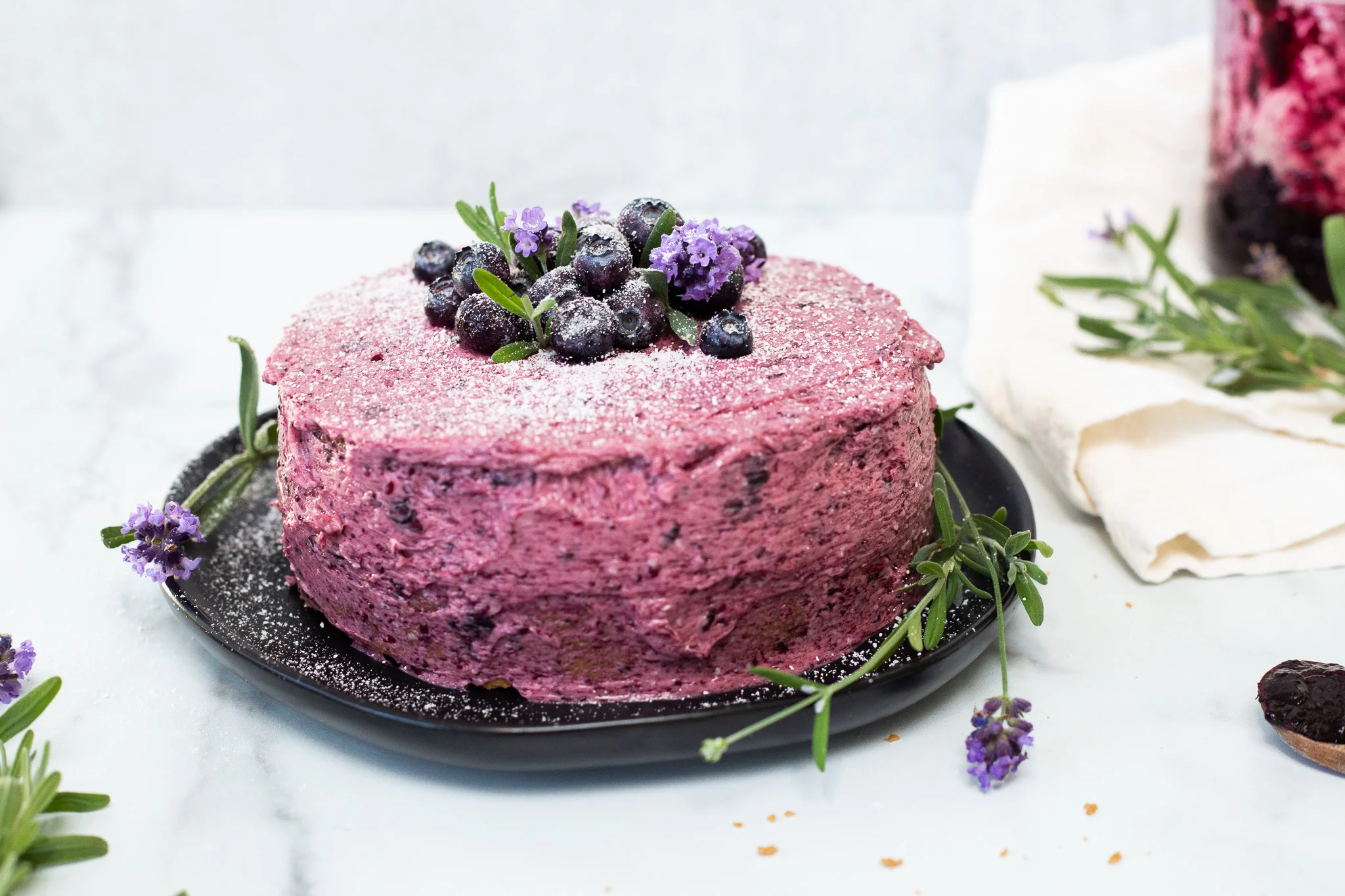 Gluten Free, Refined Sugar Free Blueberry Lavender Cake