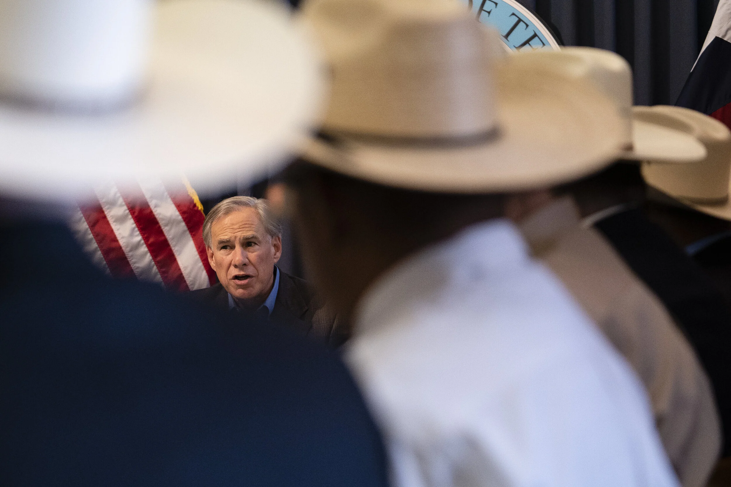  Texas Gov. Greg Abbott holds a border security briefing with sheriffs from border communities at the Texas Capitol on July 10, 2021. 