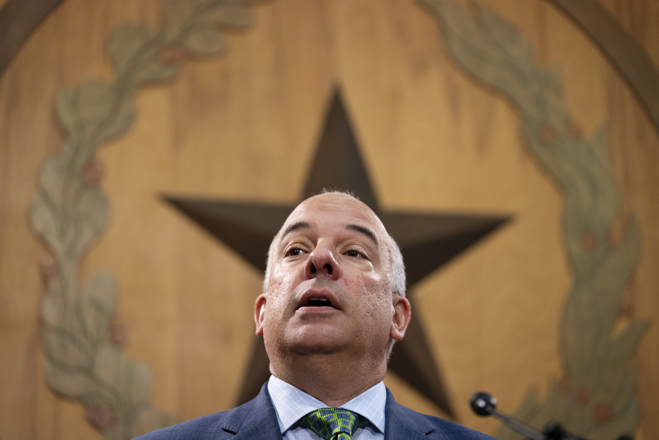  Texas State Rep. Chris Turner, Chairman of the House Democratic Caucus, speaks at a press conference on opening day of the 87th Legislative Special Session at the Texas Capitol on July 8, 2021. 