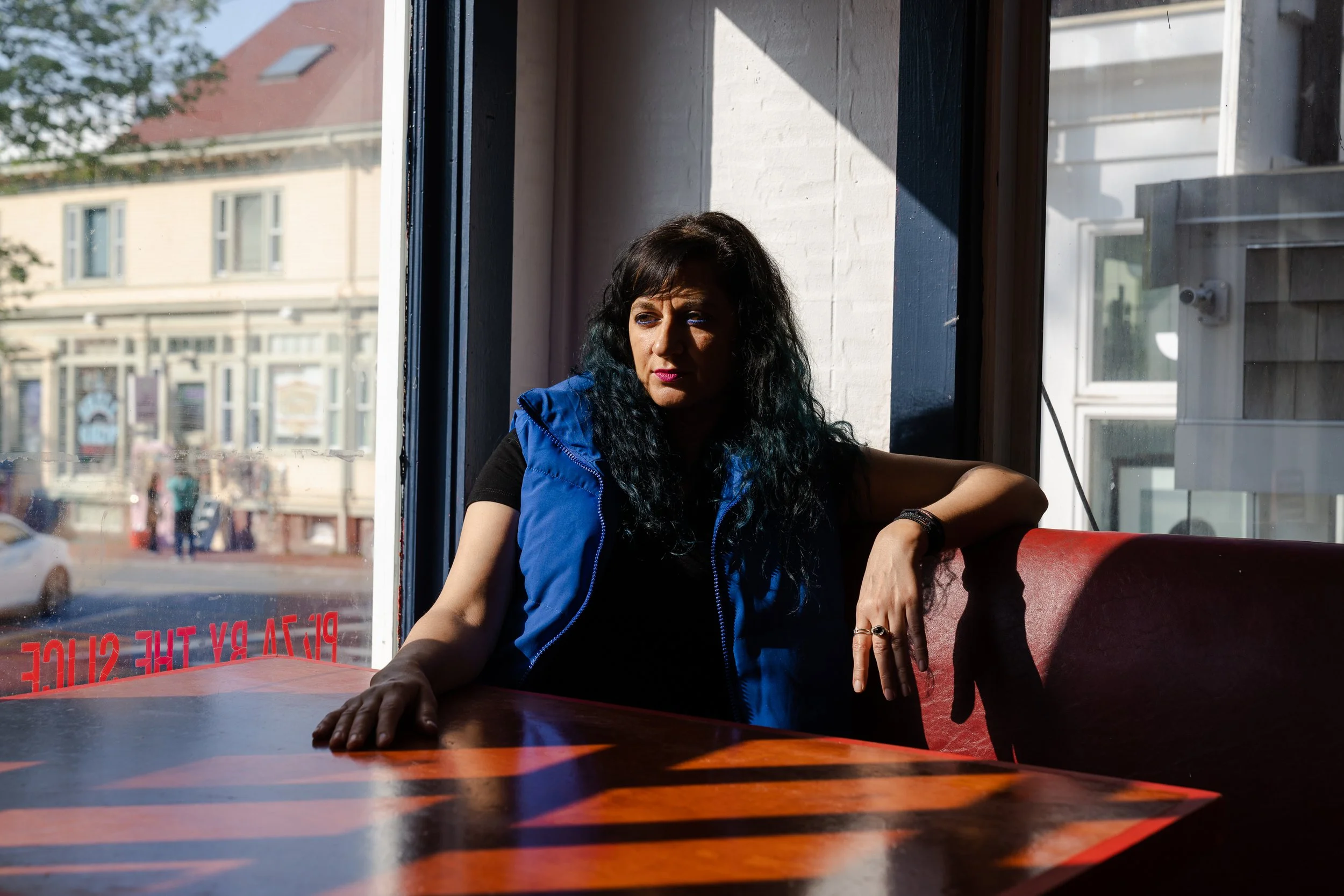  Francine Kraniotakis poses for a portrait at her family’s pizza shop in Provincetown, MA. on June 22, 2023. Kraniotakis is one of many longtime Provincetown residents affected by the ongoing housing shortage. 
