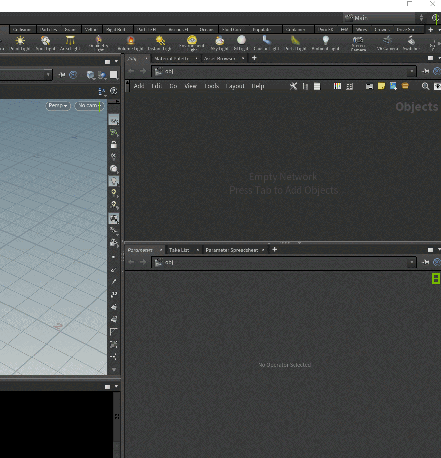 Houdini 17.5, Creating a Python panel from Tabs. (Animated GIF)
