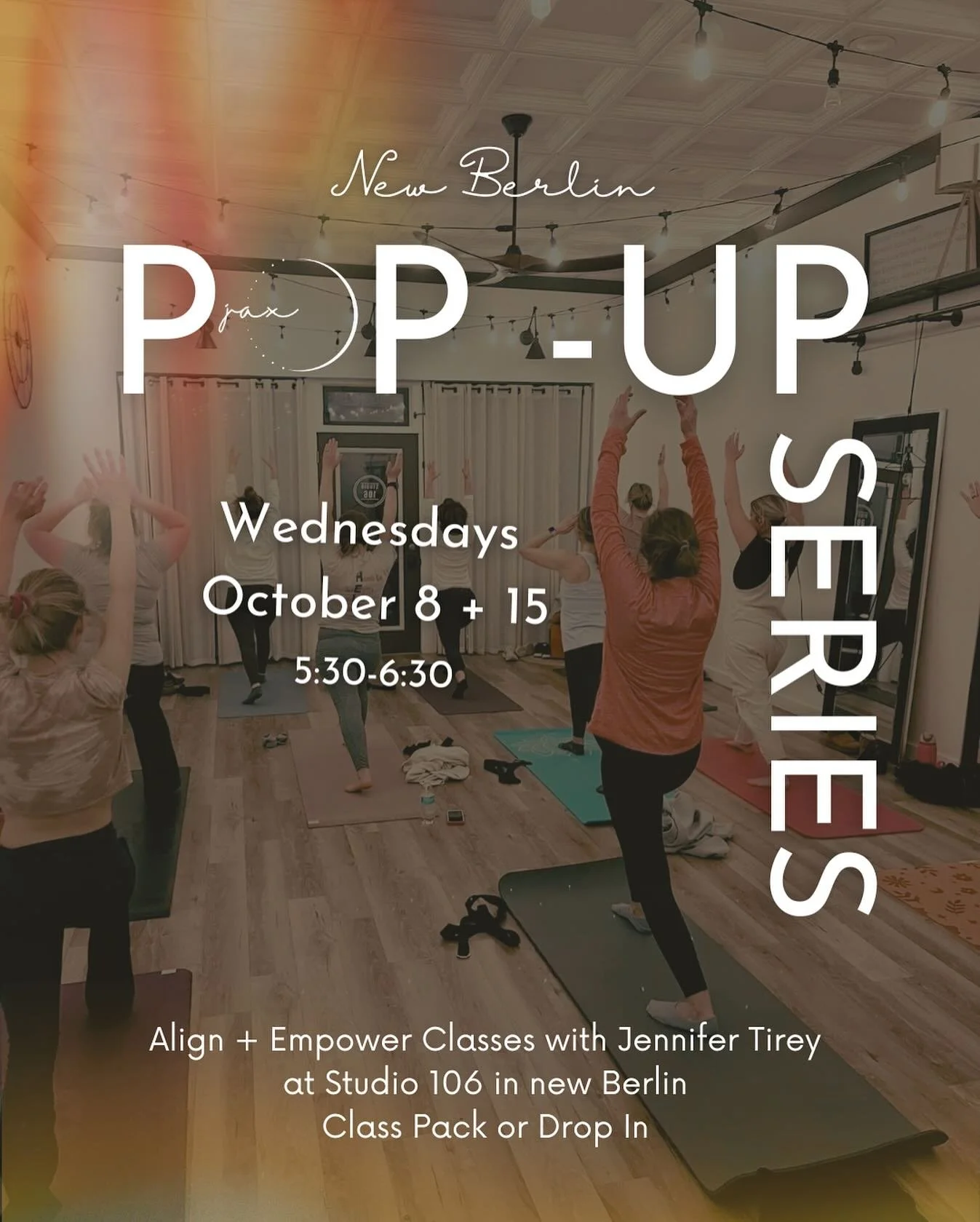 ✨ New Berlin Pop-Up Series with Jennifer Tirey ✨

We&rsquo;re back in New Berlin! While we no longer hold weekly classes here, we&rsquo;re so excited to keep the energy alive with special pop-up sessions at Studio 106. These gatherings are a chance t