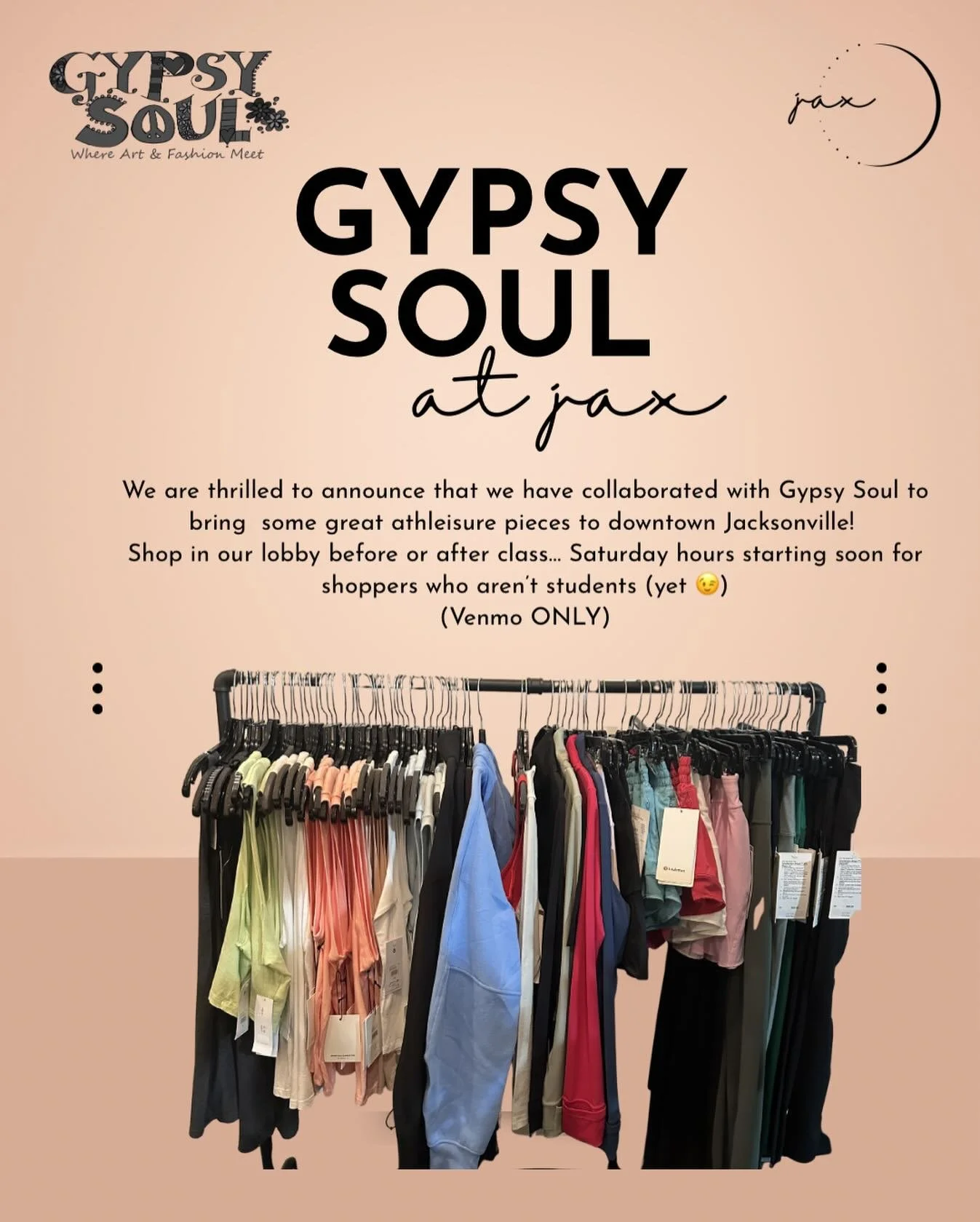 Obsessed is an understatement 🤍

We&rsquo;re so excited to welcome Gypsy Soul into the Jax lobby with the cutest athleisure pieces for class, errands, and everything in between. Come shop before or after class (or when you are getting services with 