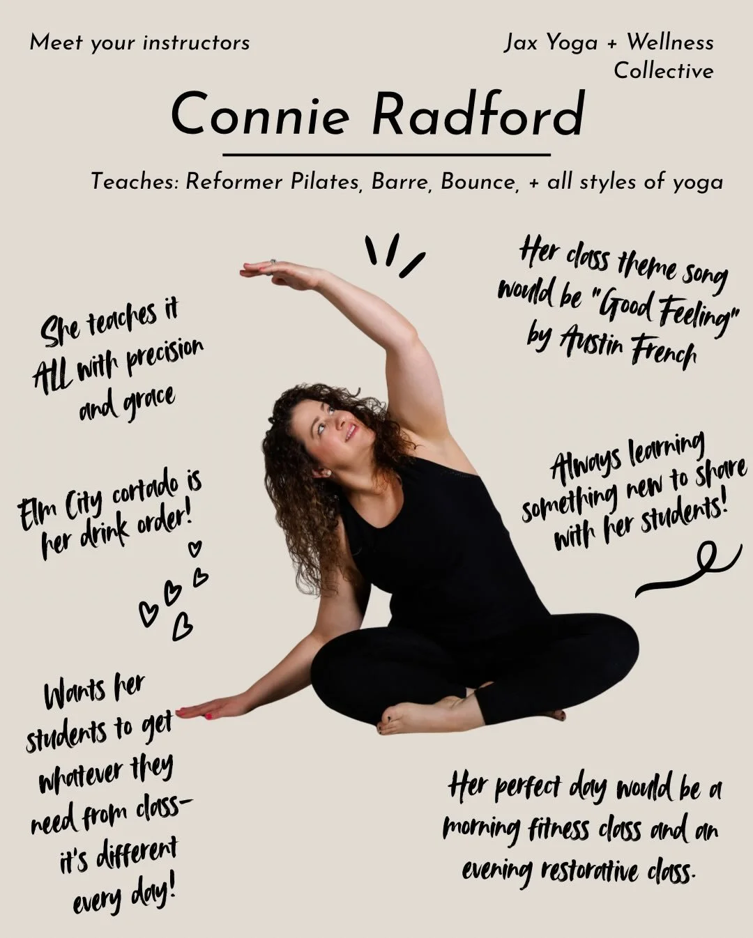 Meet Connie, an amazingly versatile yoga and fitness instructor at Jax who is a WEALTH of knowledge, love and support!

I completed my yoga teacher training at Jax and have been teaching since Spring 2024. I&rsquo;ve been practicing yoga since 2010, 