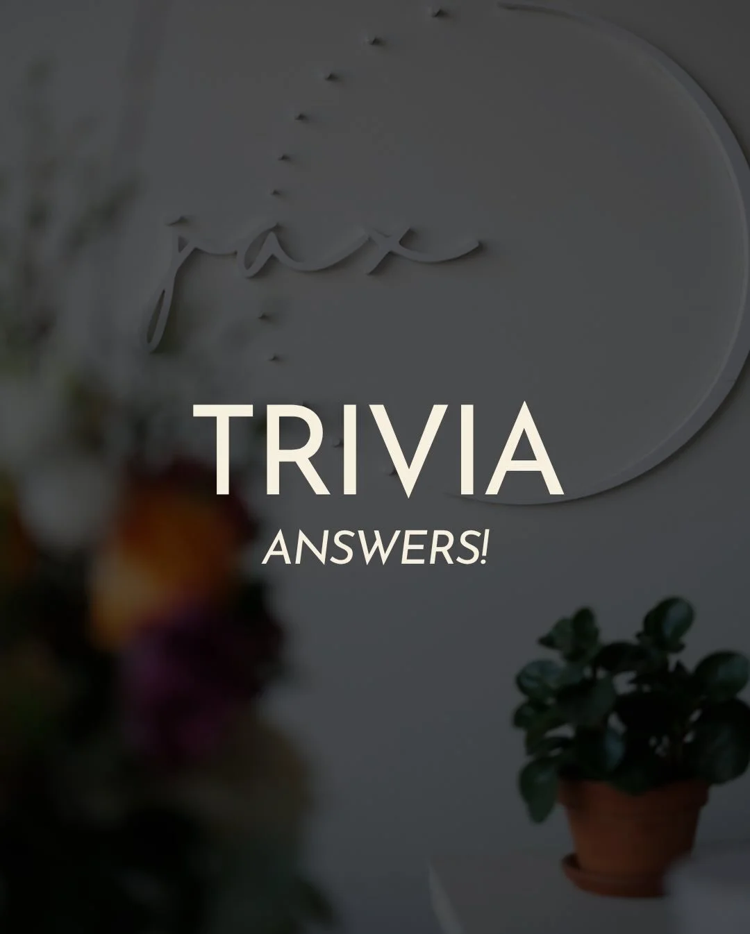 Jax trivia answers!

Did any surprise you? Michelle and Steph both had 3 correct answers so they both win a $25 merch credit and a free reformer class!